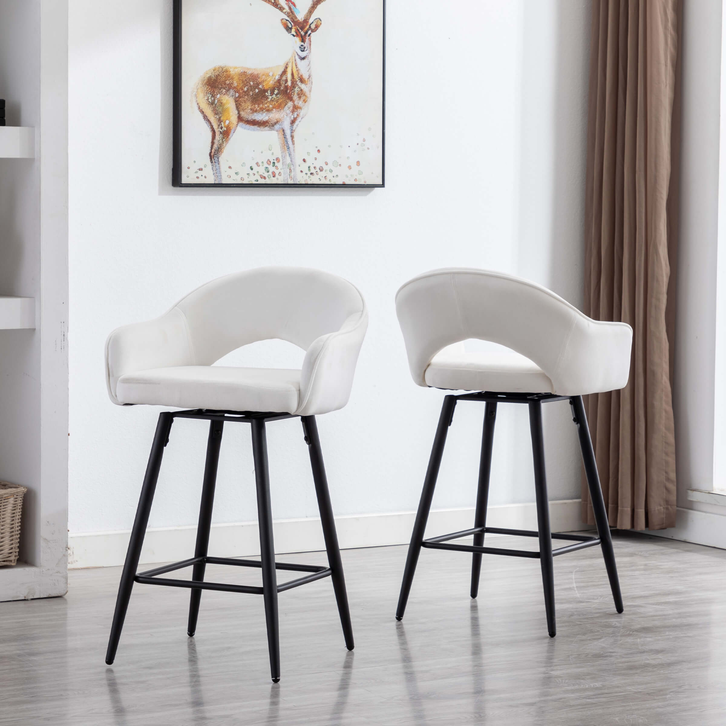 ROCITY 27"H Swivel Upholstered Counter Stools Set of 2 - 2310CS