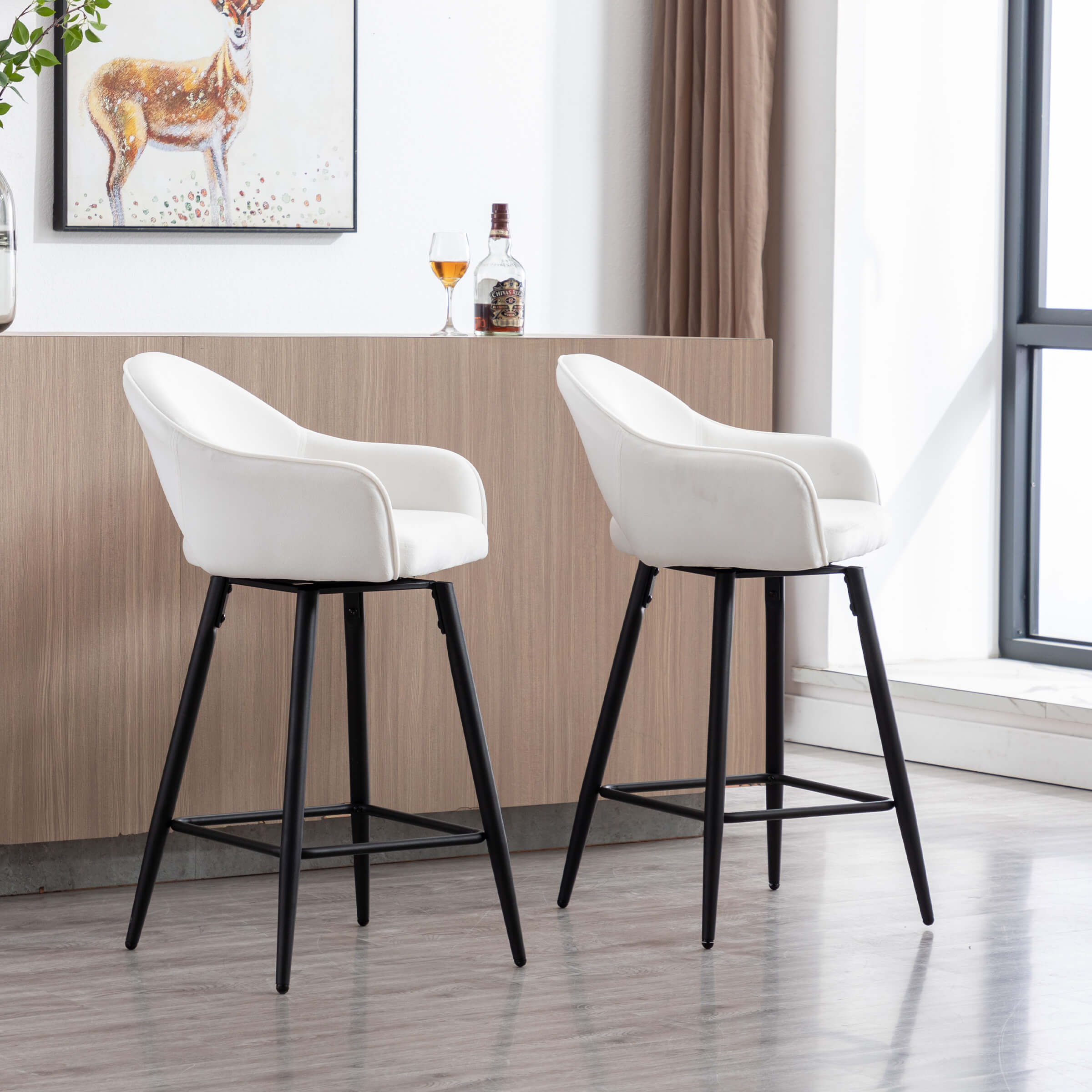 ROCITY 27"H Swivel Upholstered Counter Stools Set of 2 - 2310CS