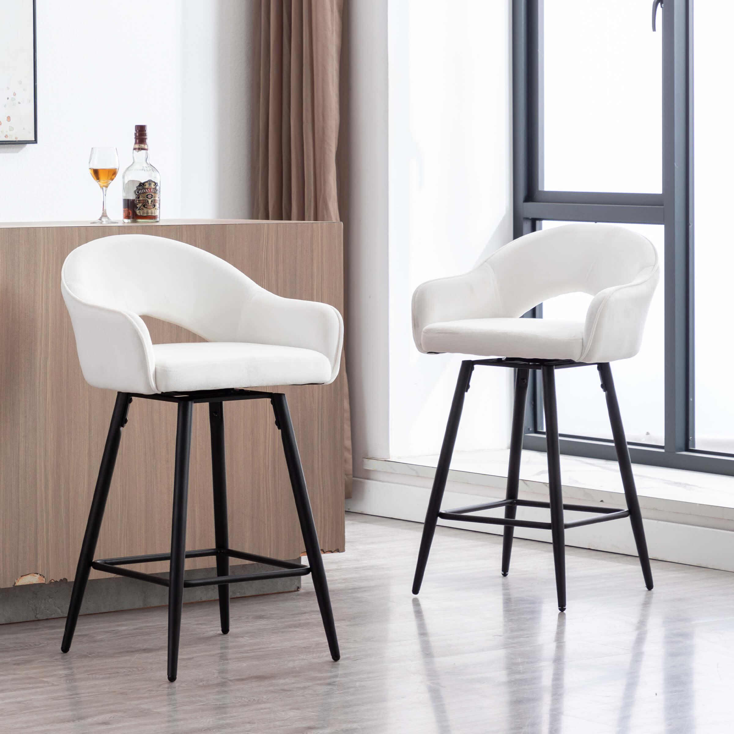 ROCITY 27"H Swivel Upholstered Counter Stools Set of 2 - 2310CS