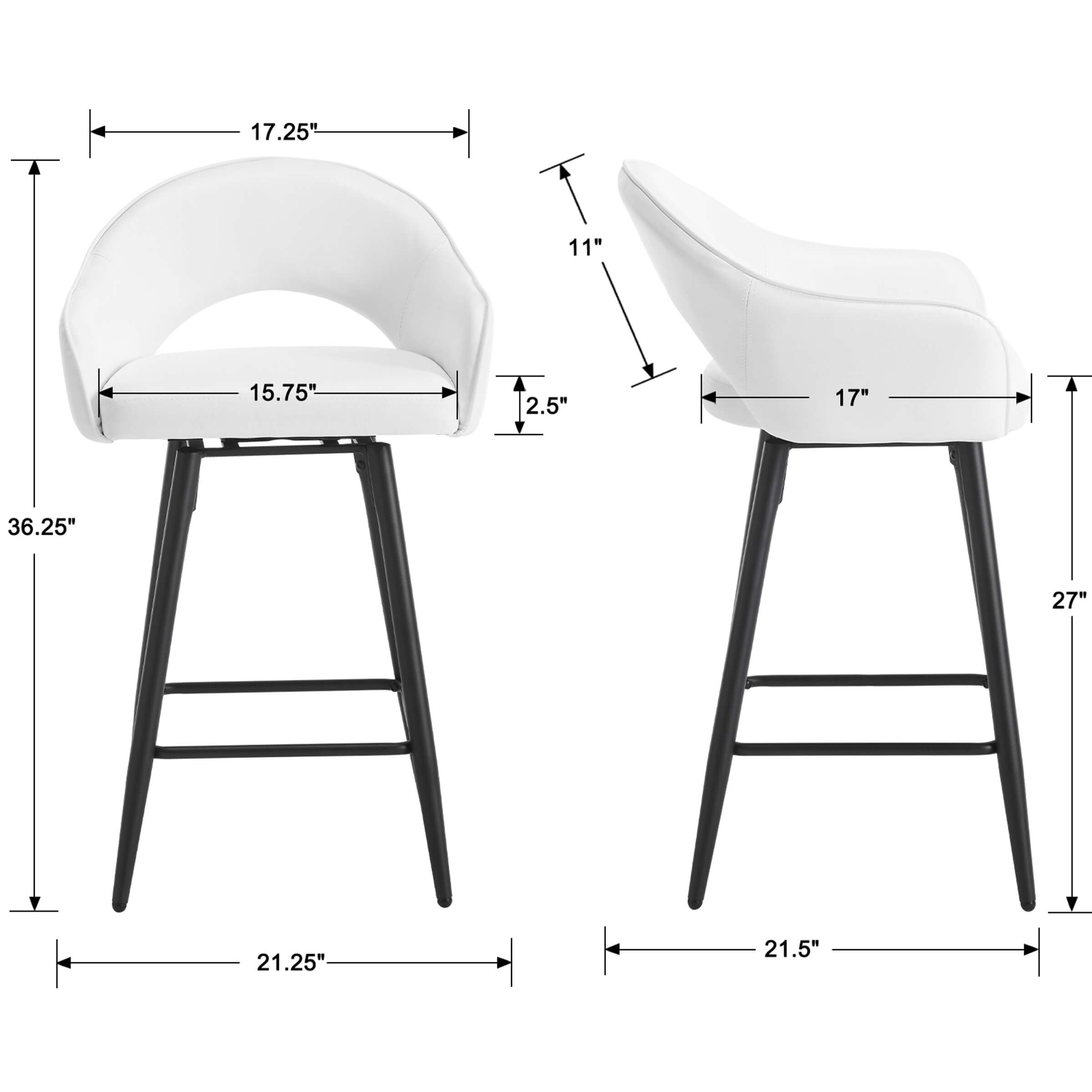 ROCITY 27"H Swivel Upholstered Counter Stools Set of 2 - 2310CS
