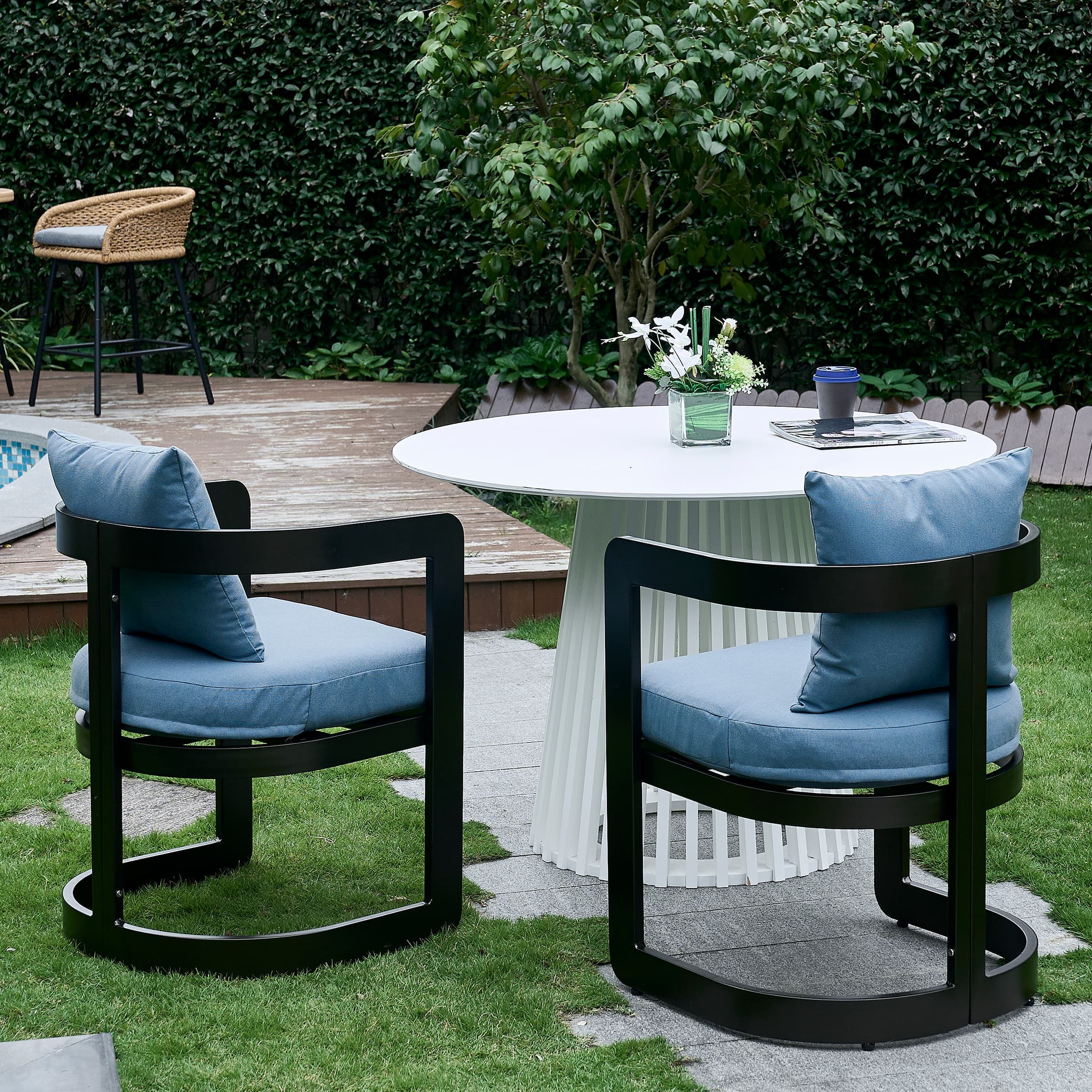 ROCITY Metal Frame Outdoor Chairs Set of 2 - 2063DC