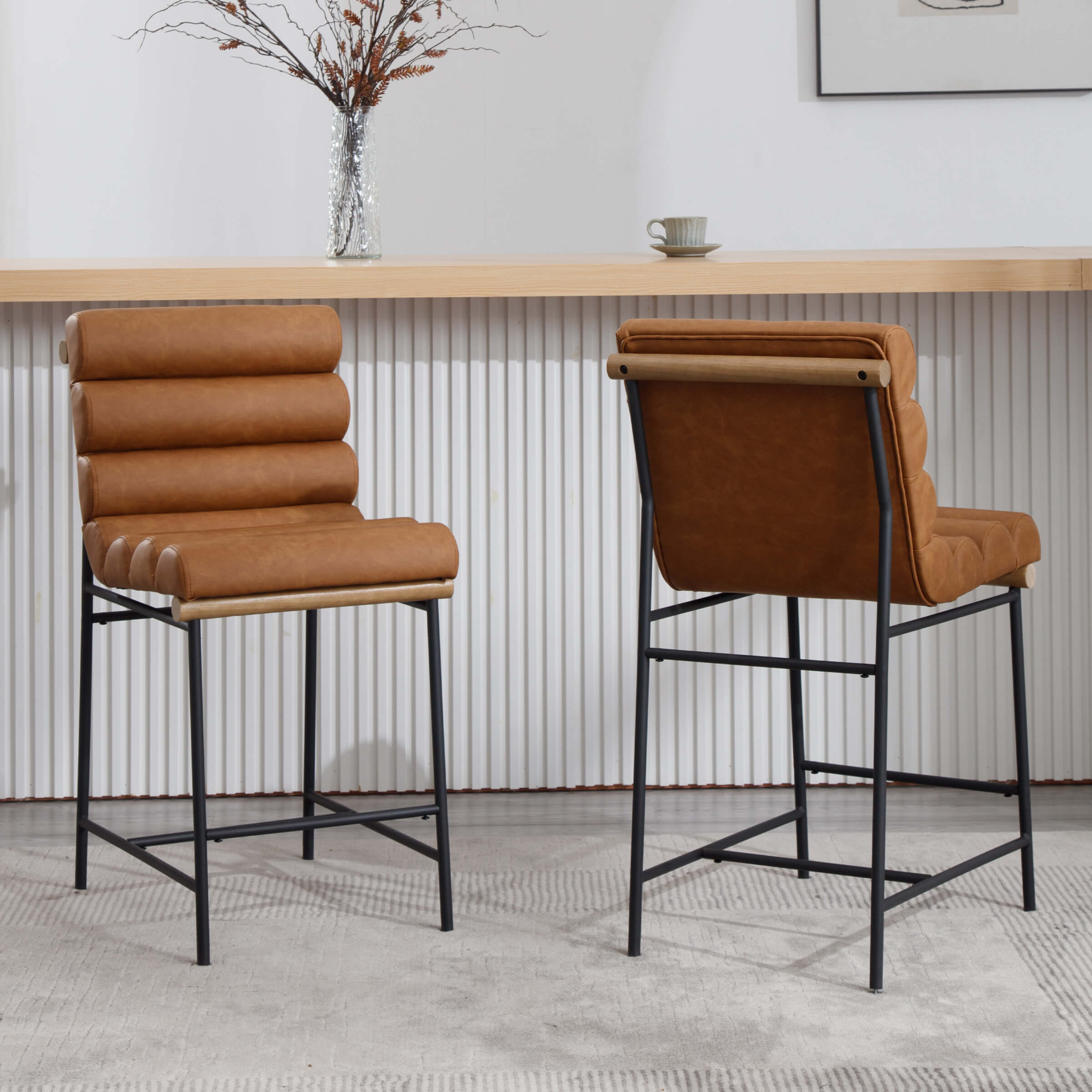 ROCITY 25”H Armless Upholstered Counter Stools Set of 2 - 5793CS