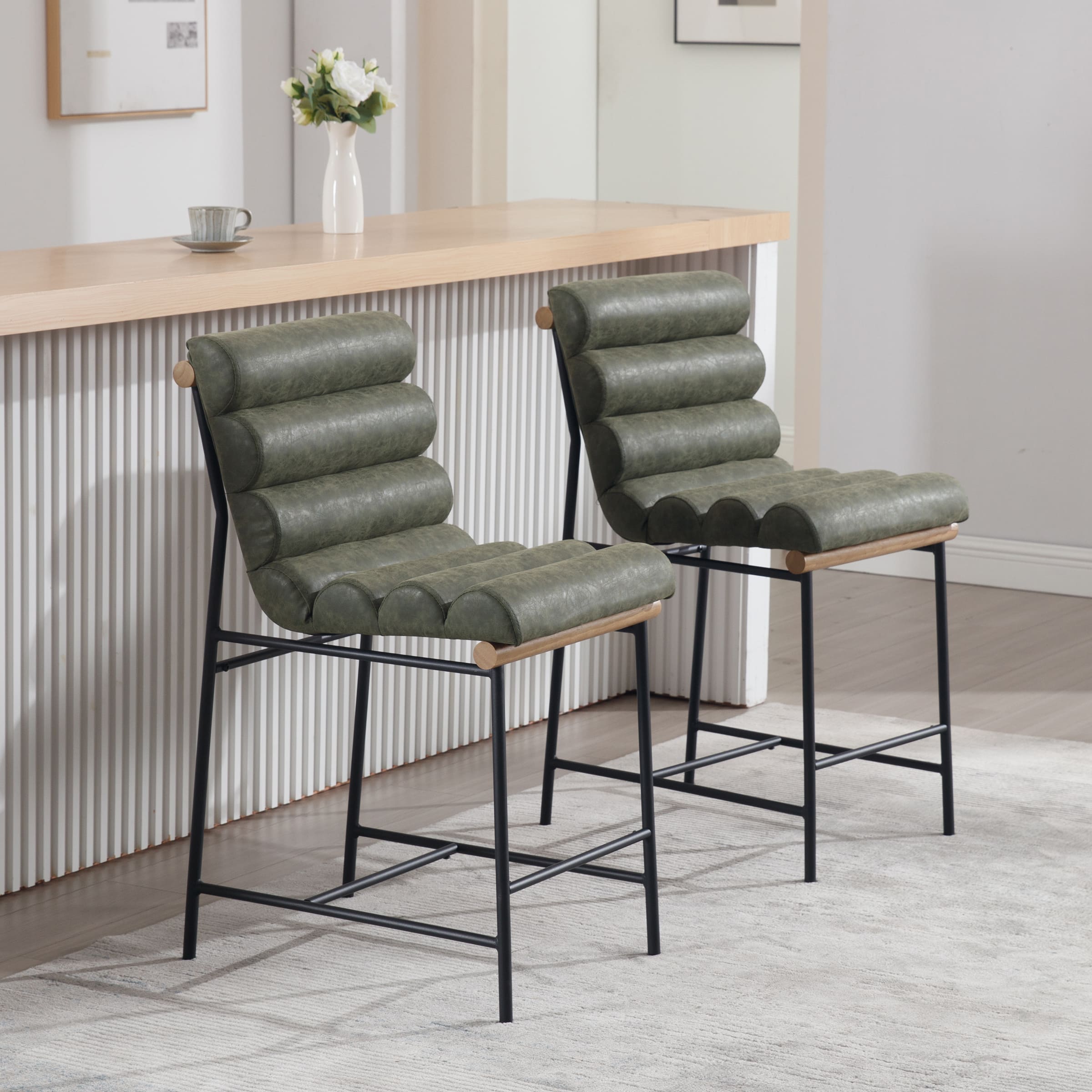 ROCITY 25”H Armless Upholstered Counter Stools Set of 2 - 5793CS
