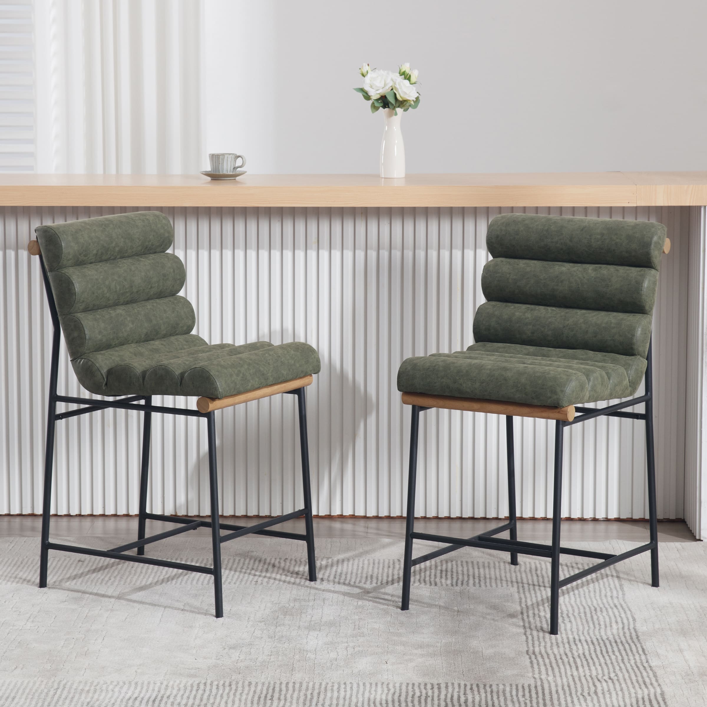ROCITY 25”H Armless Upholstered Counter Stools Set of 2 - 5793CS