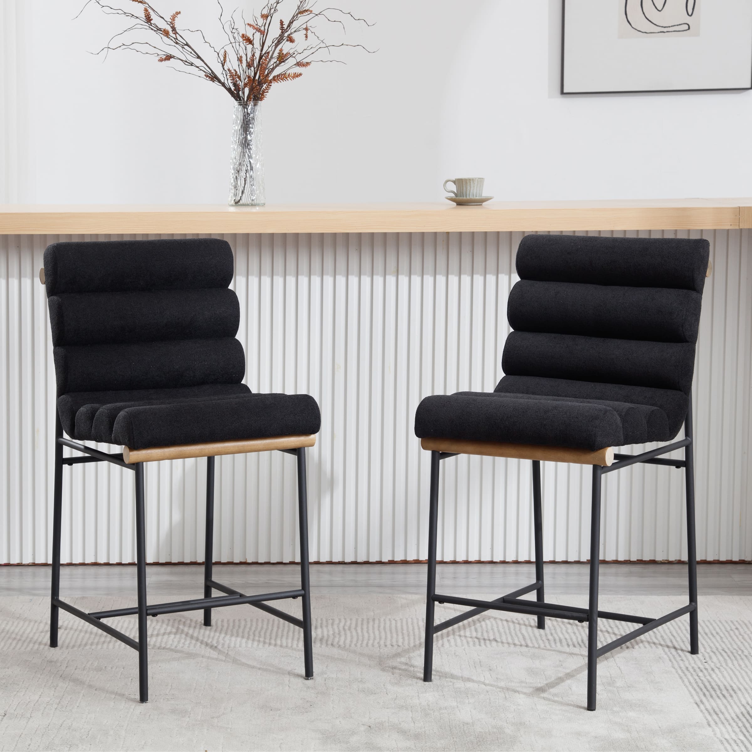 ROCITY 25”H Armless Upholstered Counter Stools Set of 2 - 5793CS