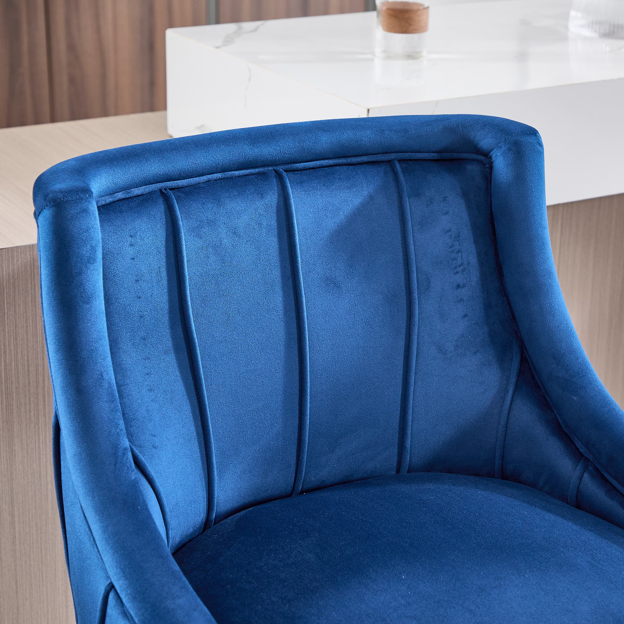 ZH4YOU 26.5”H Tufted Velvet Bar Stools Set of 2 - 5834CS