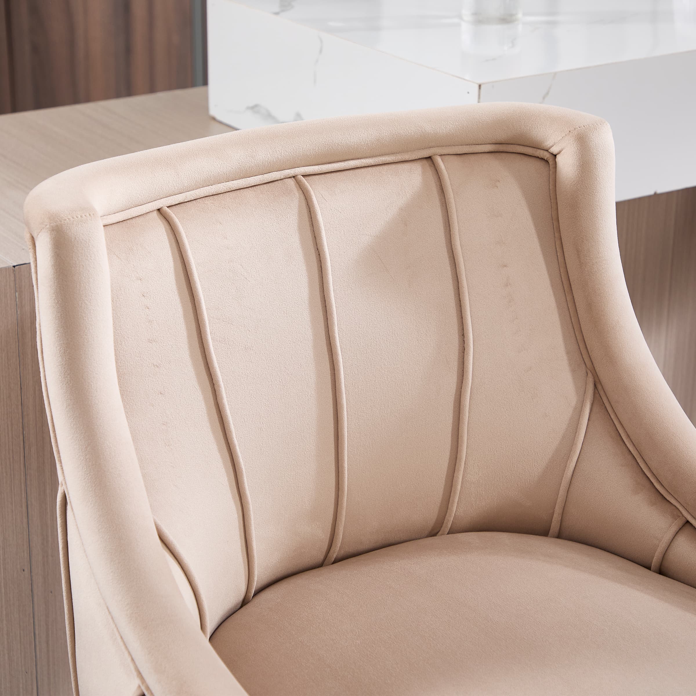 ZH4YOU 26.5”H Tufted Velvet Bar Stools Set of 2 - 5834CS