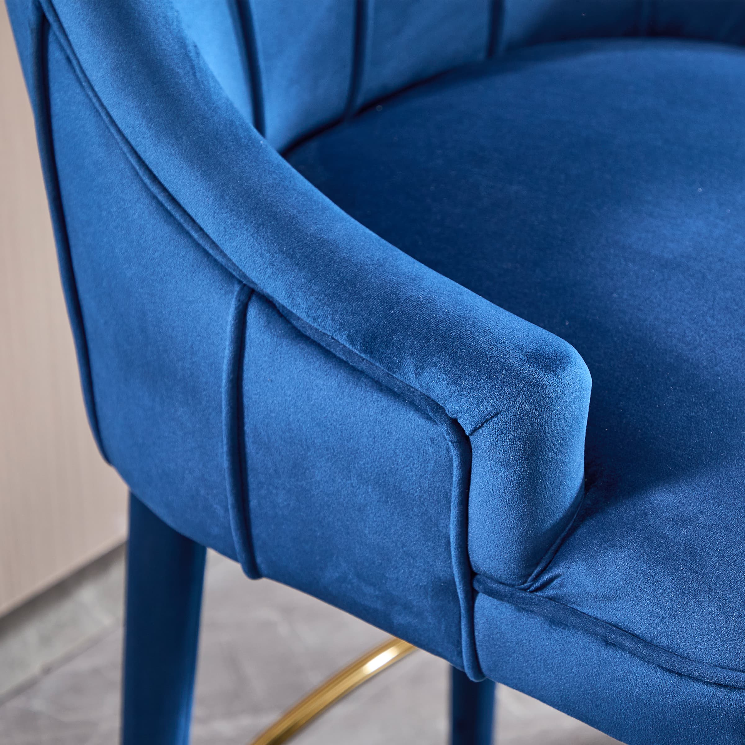 ZH4YOU 26.5”H Tufted Velvet Bar Stools Set of 2 - 5834CS