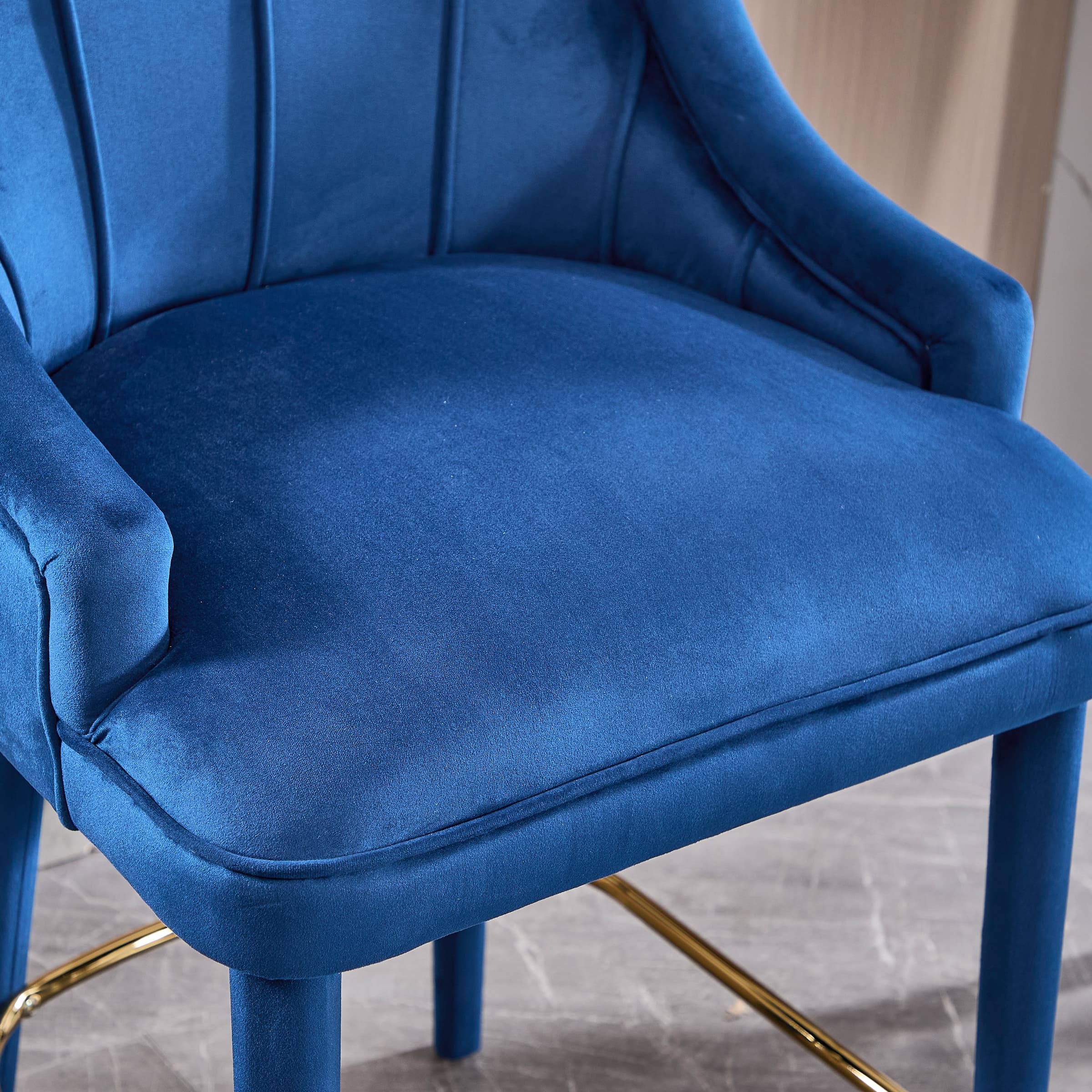 ZH4YOU 26.5”H Tufted Velvet Bar Stools Set of 2 - 5834CS