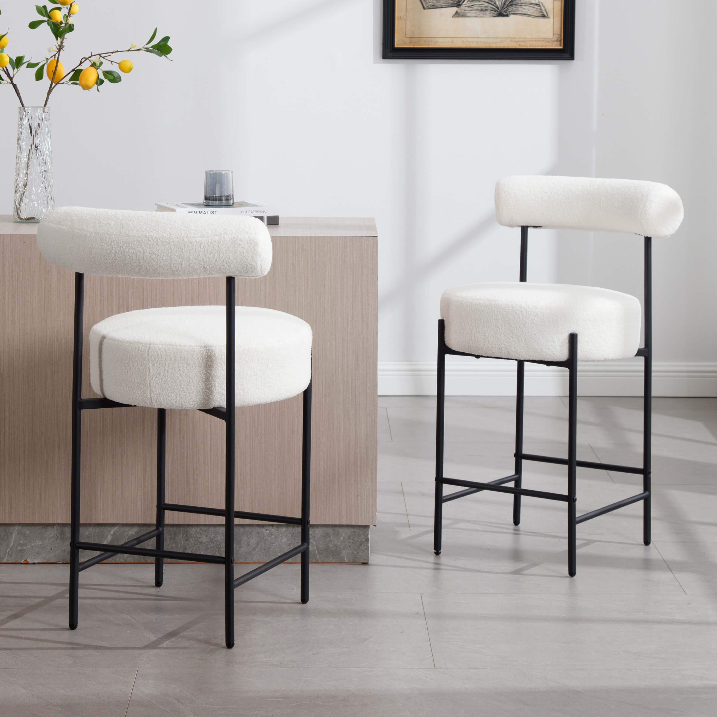 ROCITY 26"H Curved Open Back Counter Stools Set of 2 - 11002CS