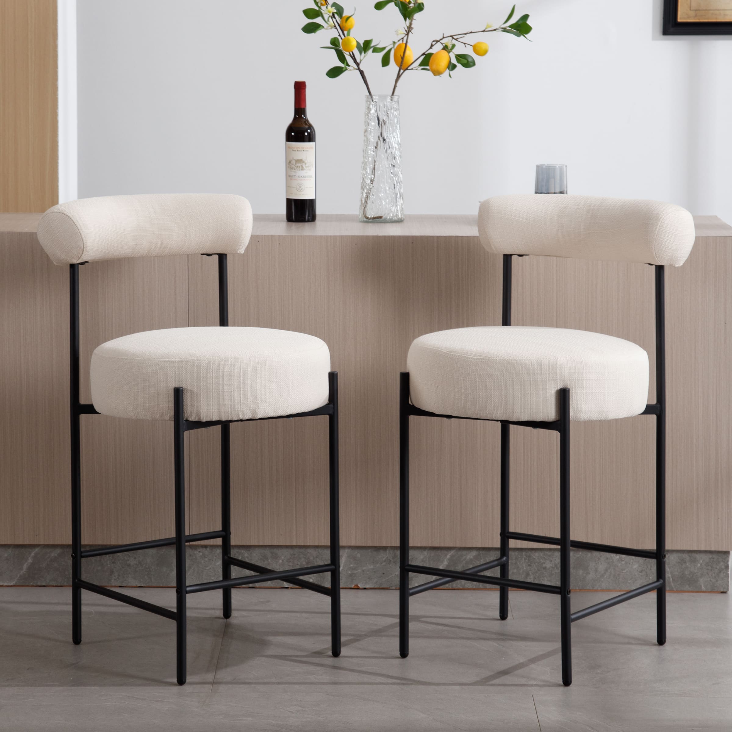 ROCITY 26"H Curved Open Back Counter Stools Set of 2 - 11002CS