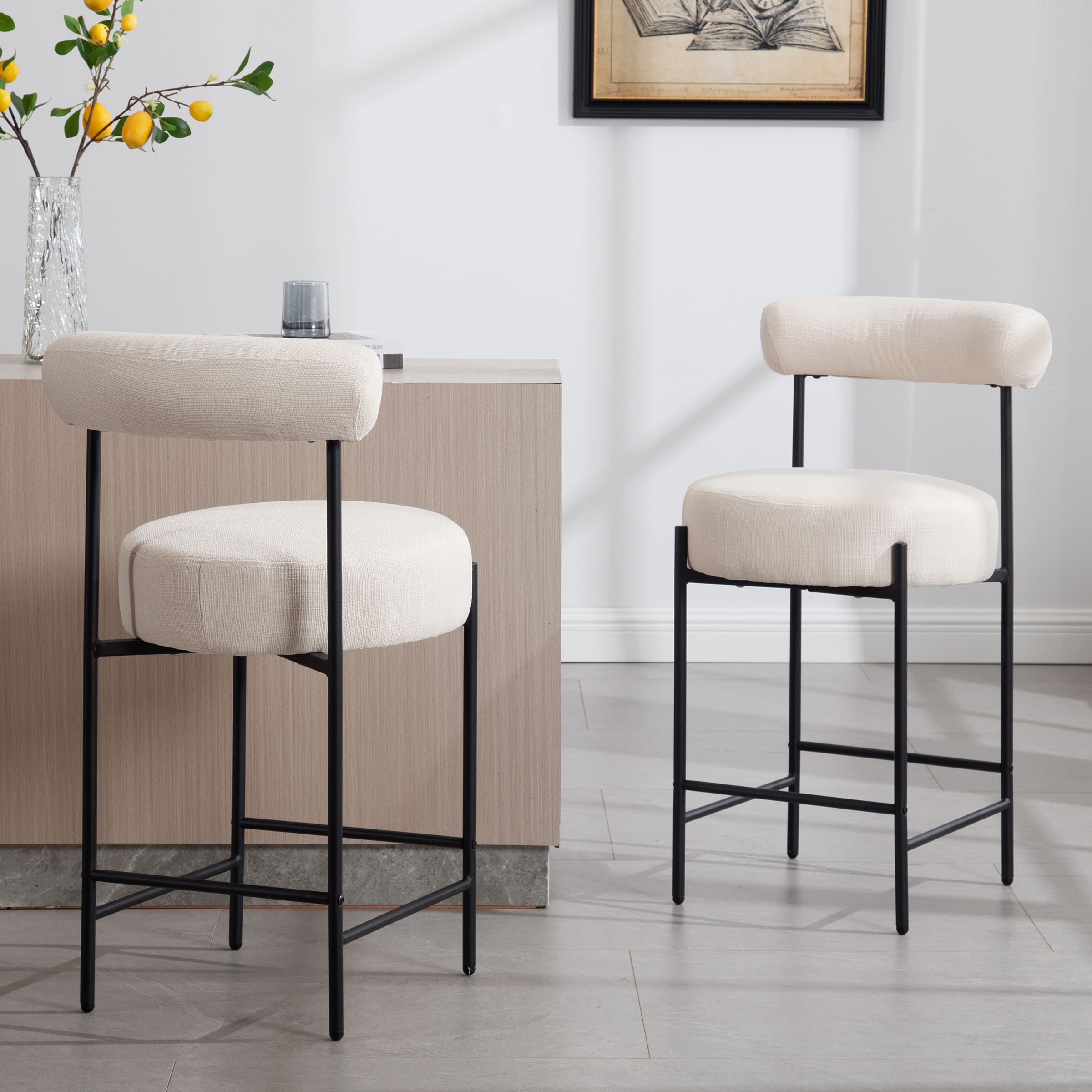 ROCITY 26"H Curved Open Back Counter Stools Set of 2 - 11002CS