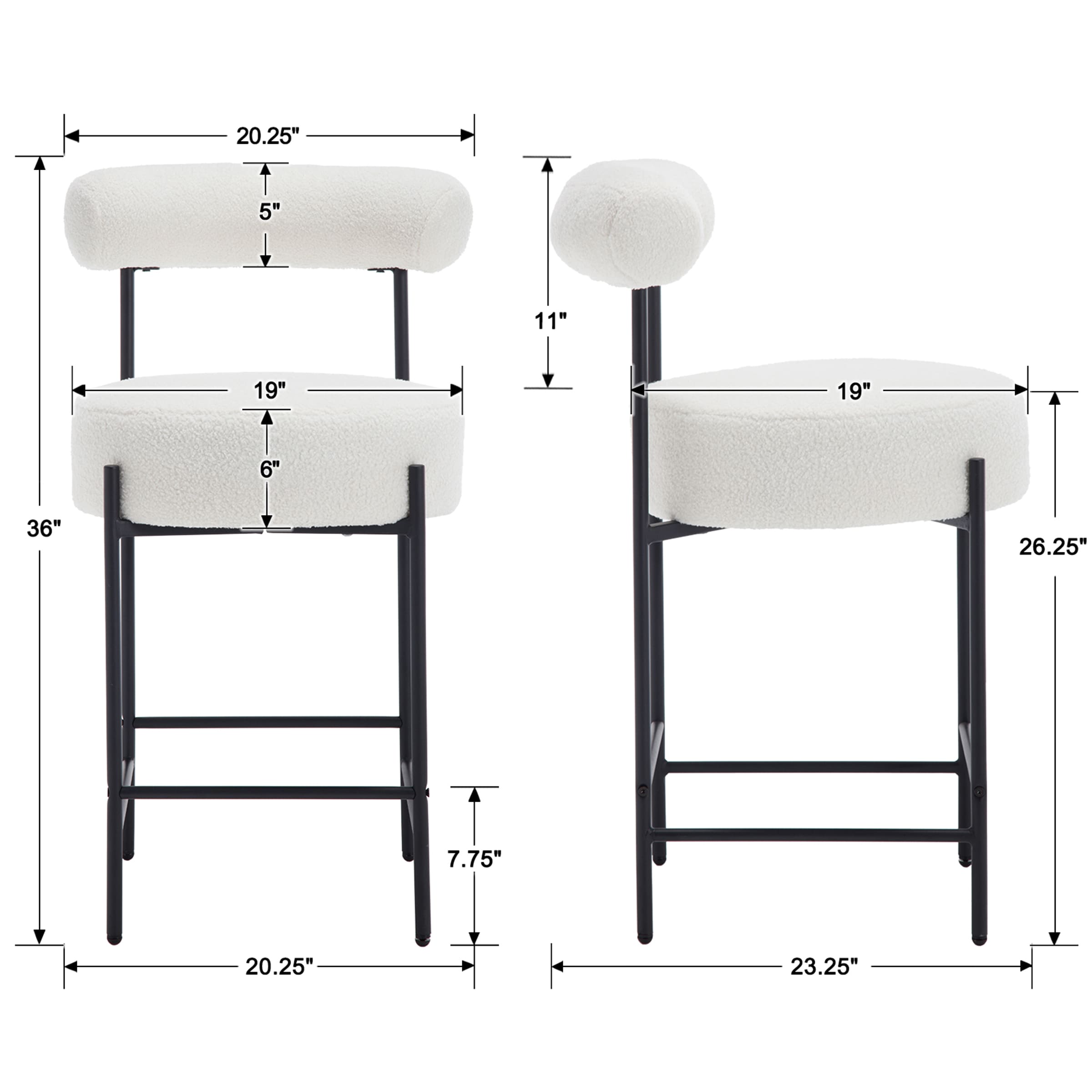 ROCITY 26"H Curved Open Back Counter Stools Set of 2 - 11002CS