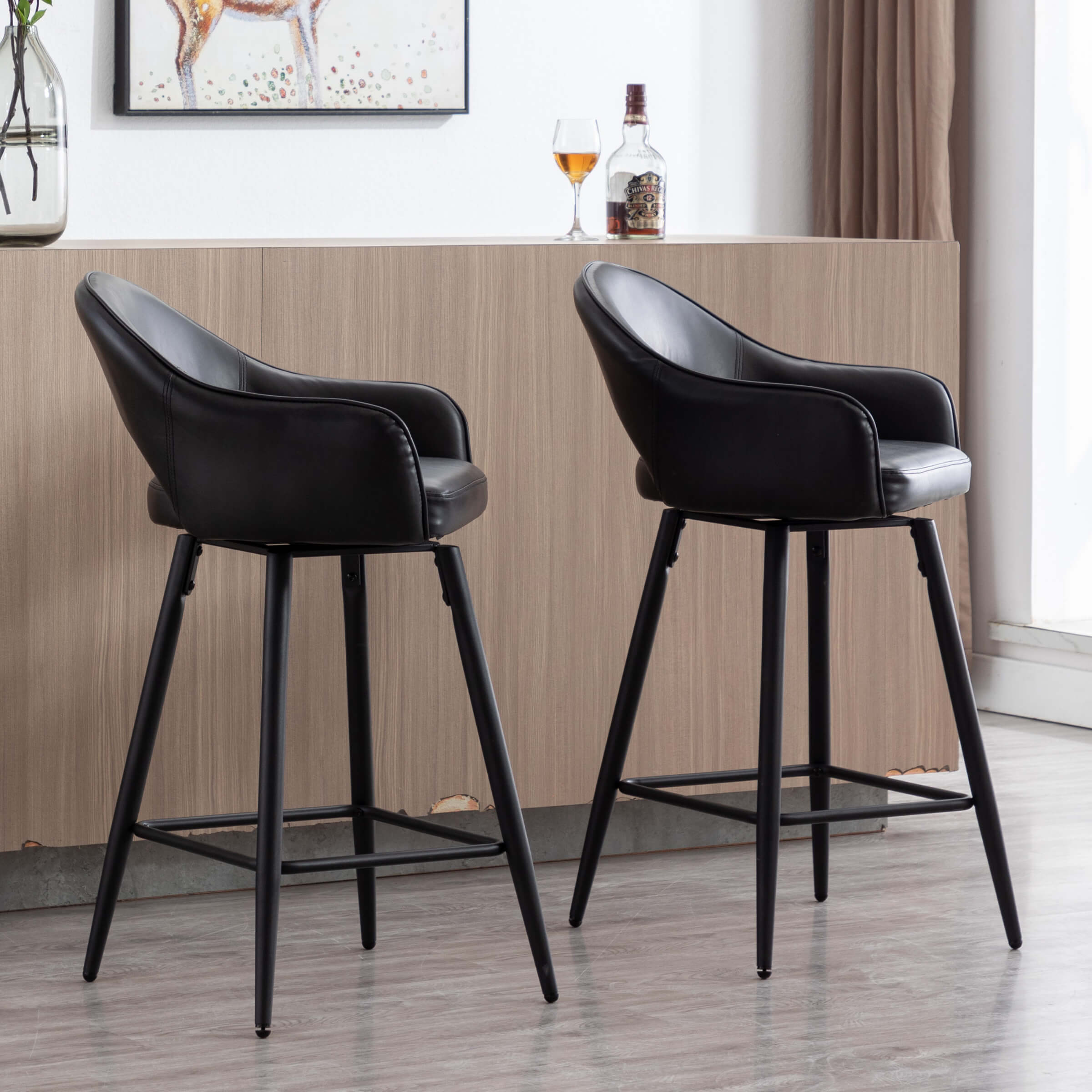 ROCITY 27"H Swivel Upholstered Counter Stools Set of 2 - 2310CS