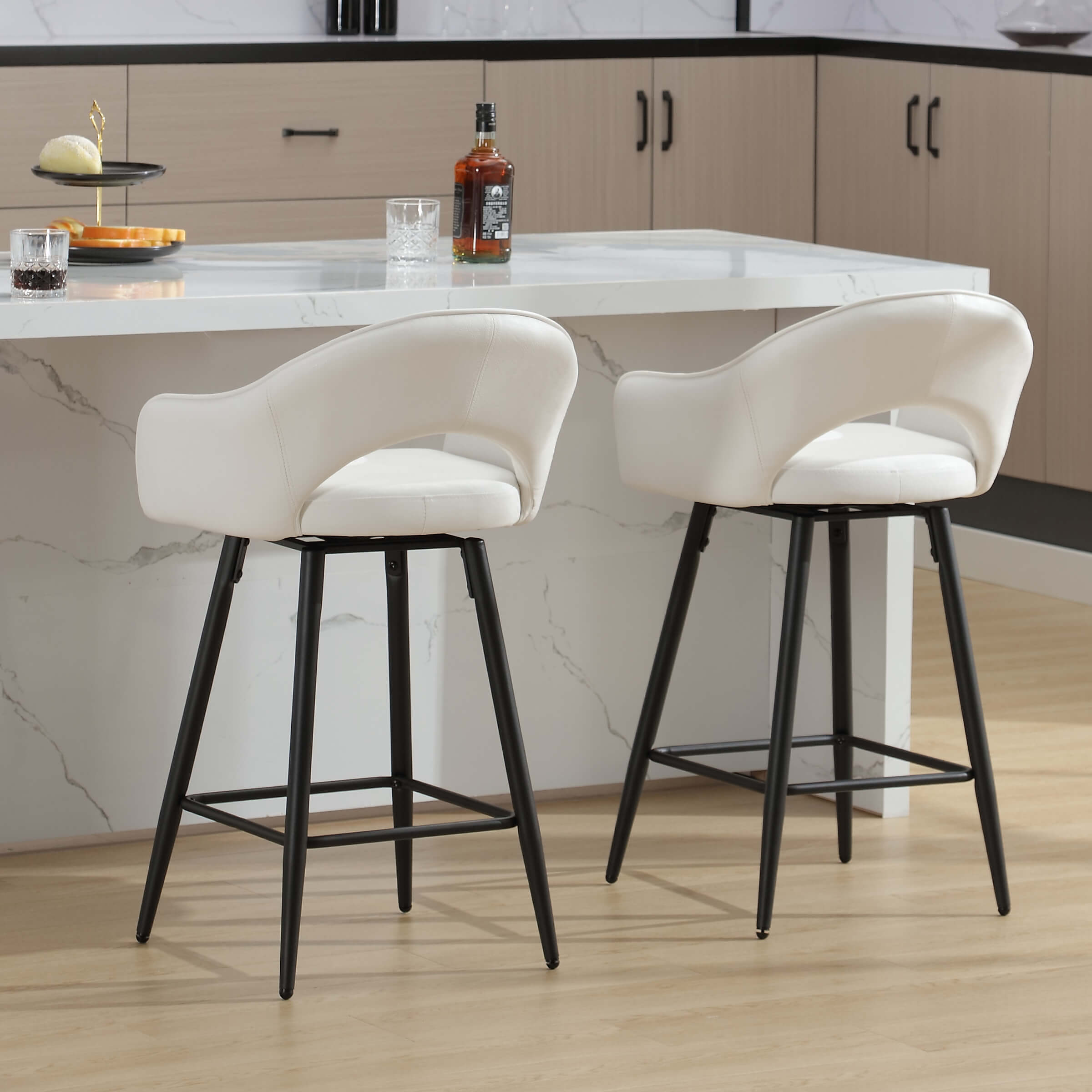 ROCITY 27"H Swivel Upholstered Counter Stools Set of 2 - 2310CS