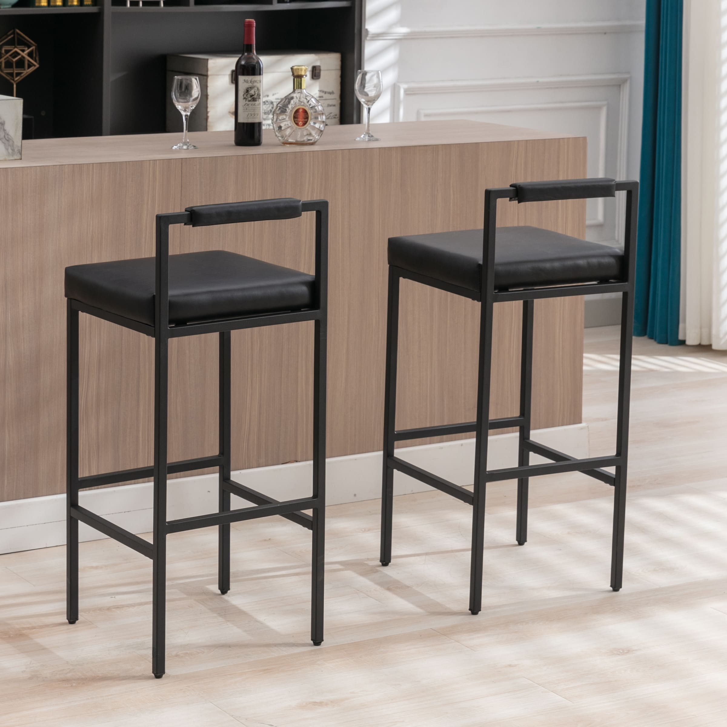 ROCITY 30"H Modern Low Back Bar Stools Set of 2 - 8674BS