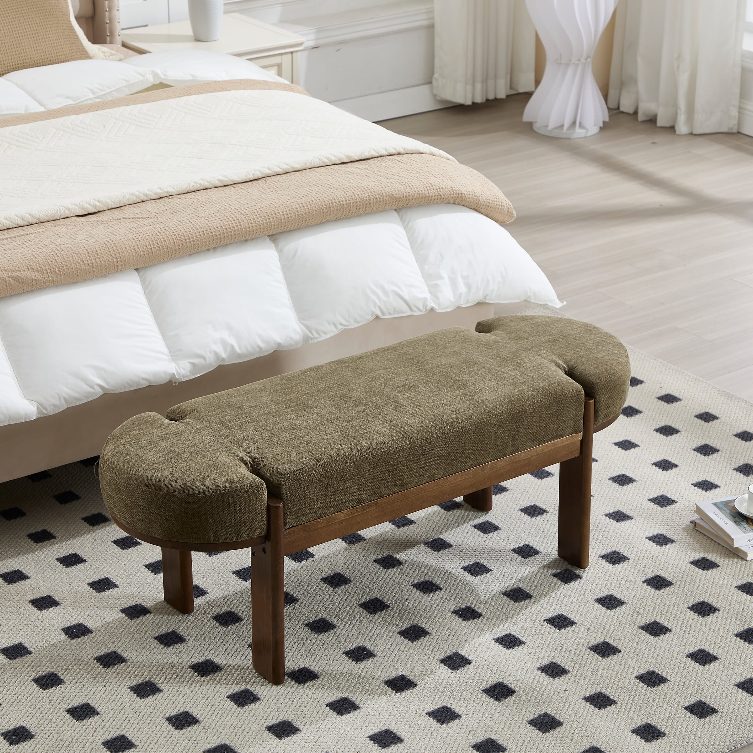 CIMOTA 49 Inch Modern Wood End of Bed Bench - 2656BH