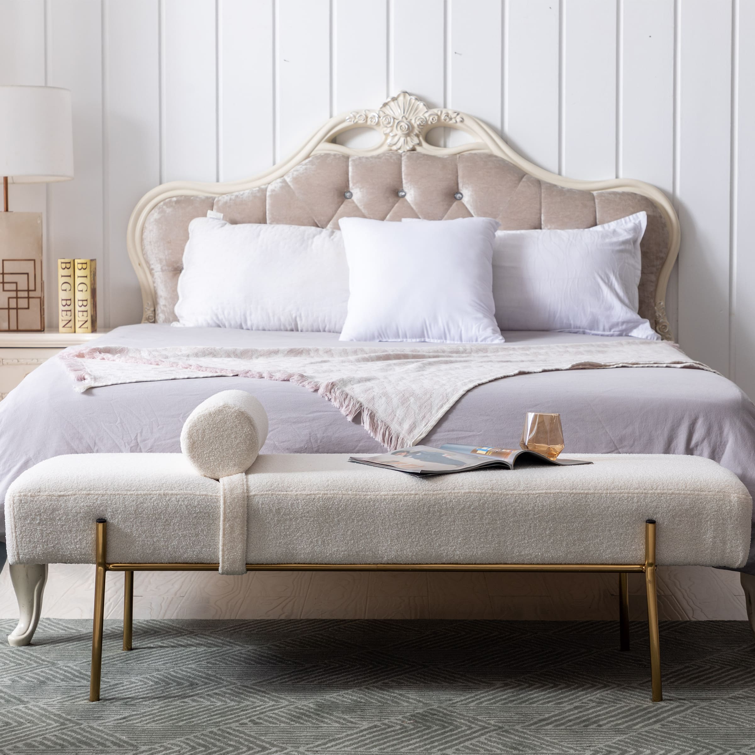 ROCITY 55"W Golden Legs End of Bed Bench - 8256DB