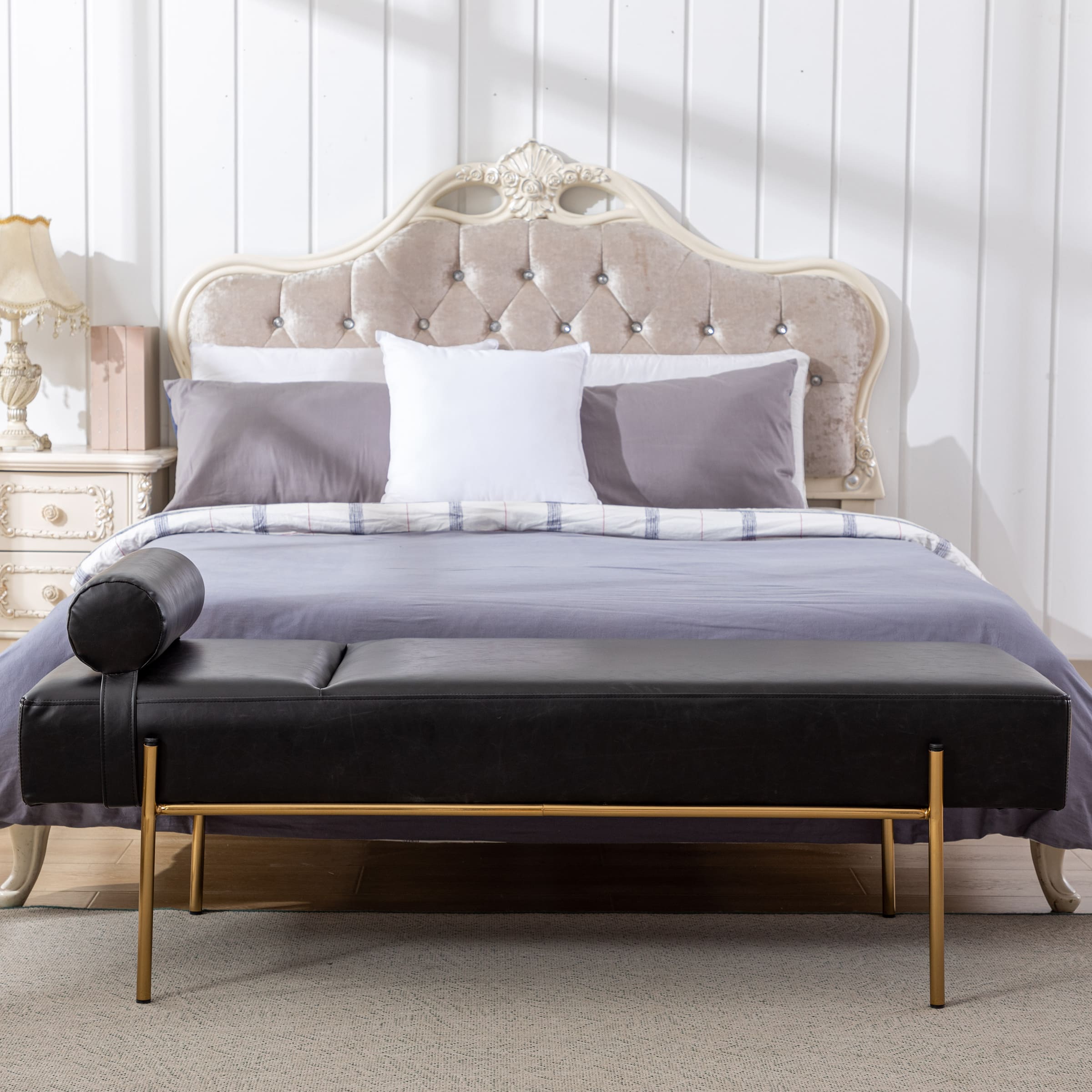 ROCITY 55"W Golden Legs End of Bed Bench - 8256DB