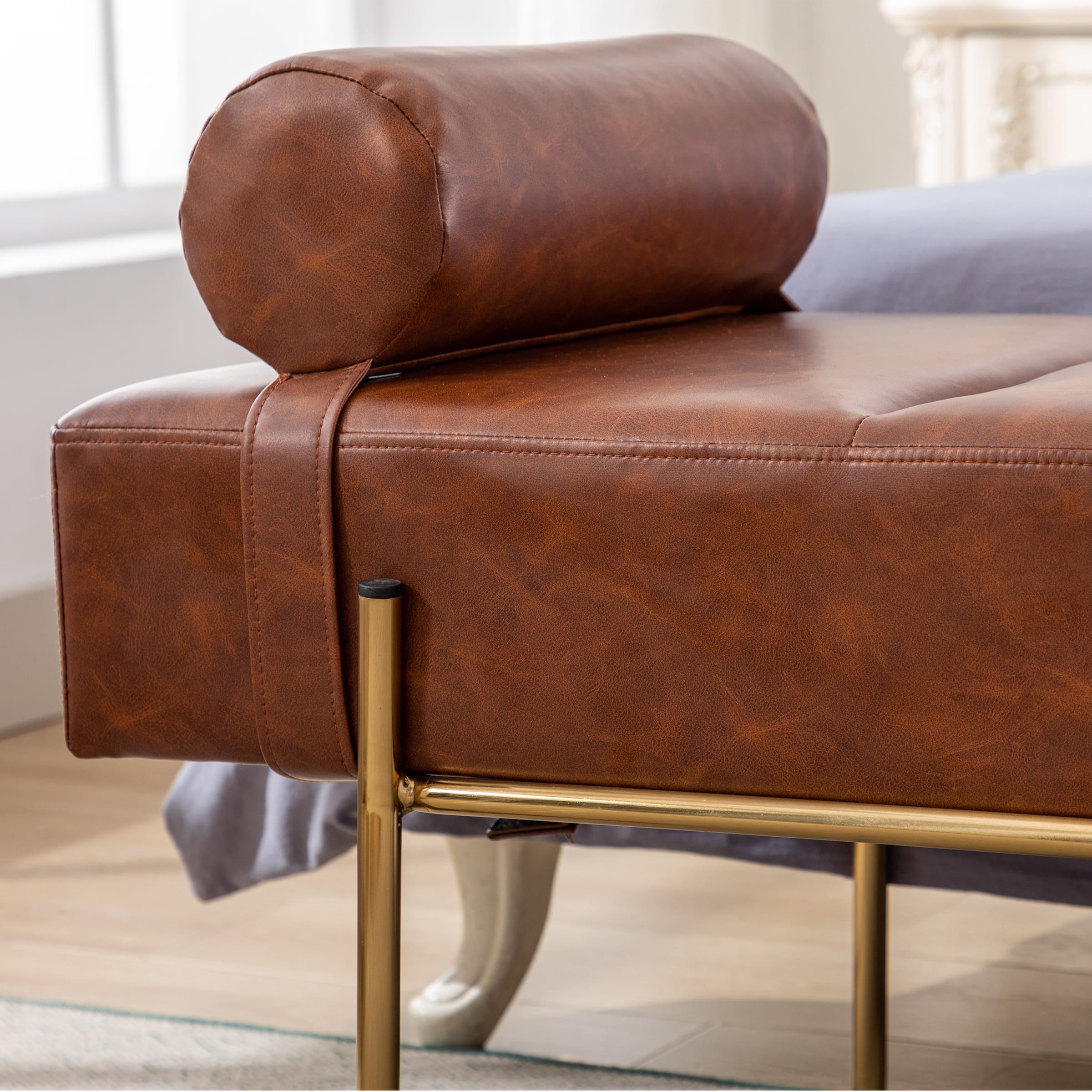 ROCITY 55"W Golden Legs End of Bed Bench - 8256DB