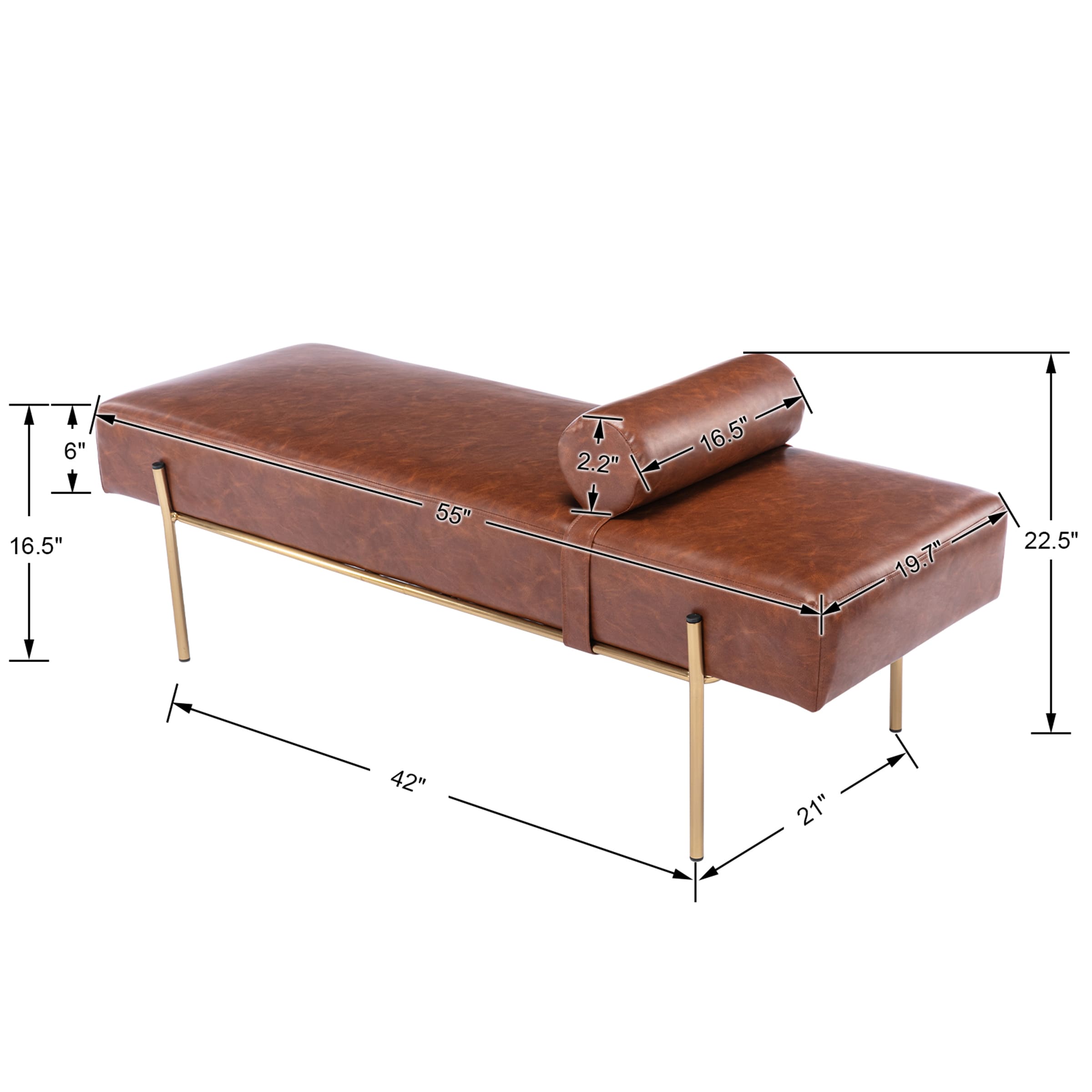 ROCITY 55"W Golden Legs End of Bed Bench - 8256DB