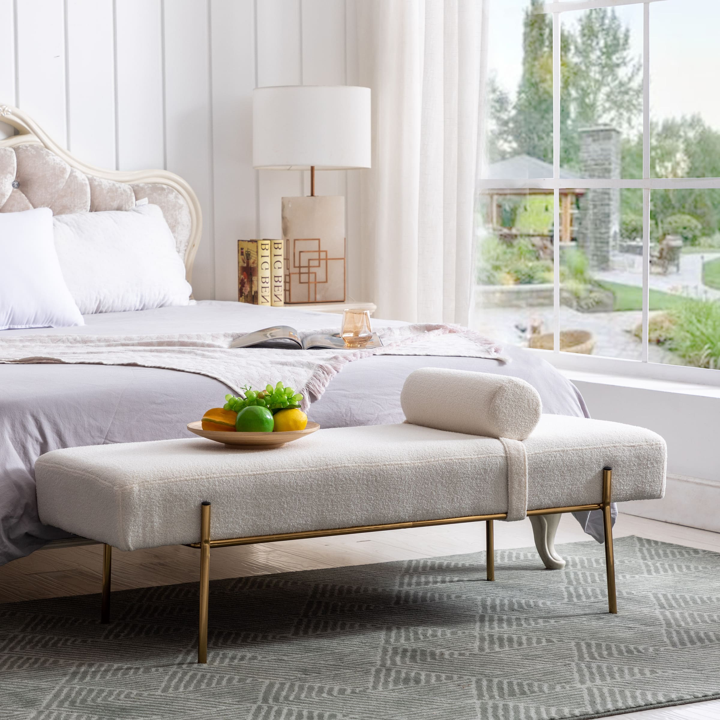 ROCITY 55"W Golden Legs End of Bed Bench - 8256DB