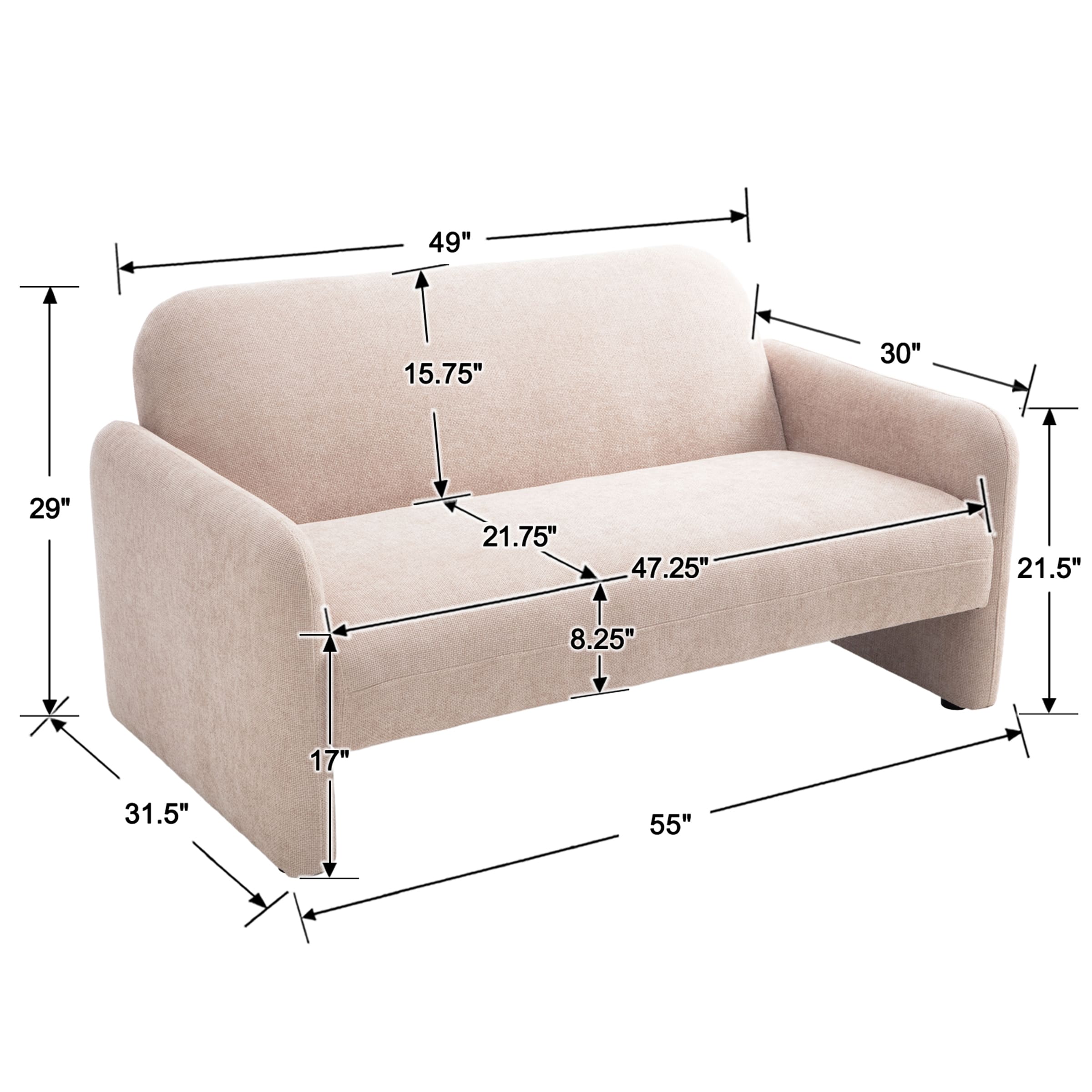 ROCITY 55''W Modern Green Small Couch Love Seat Sofa - 1024SF
