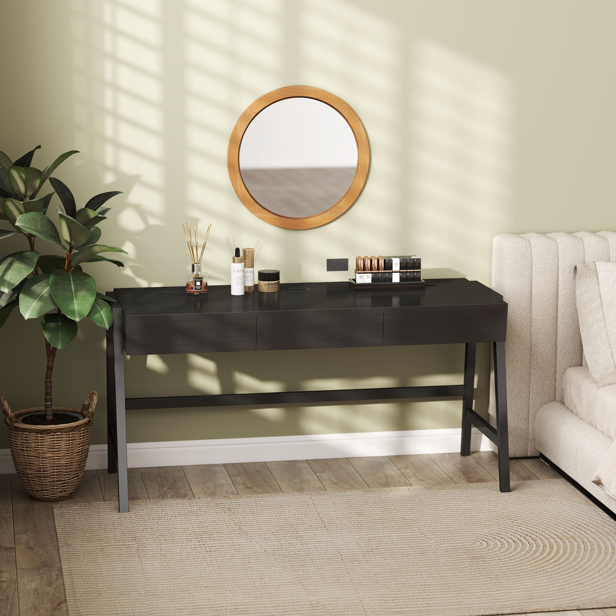 Janoray 59"L Wooden Writing Desk with 3 Drawers - 00006DK