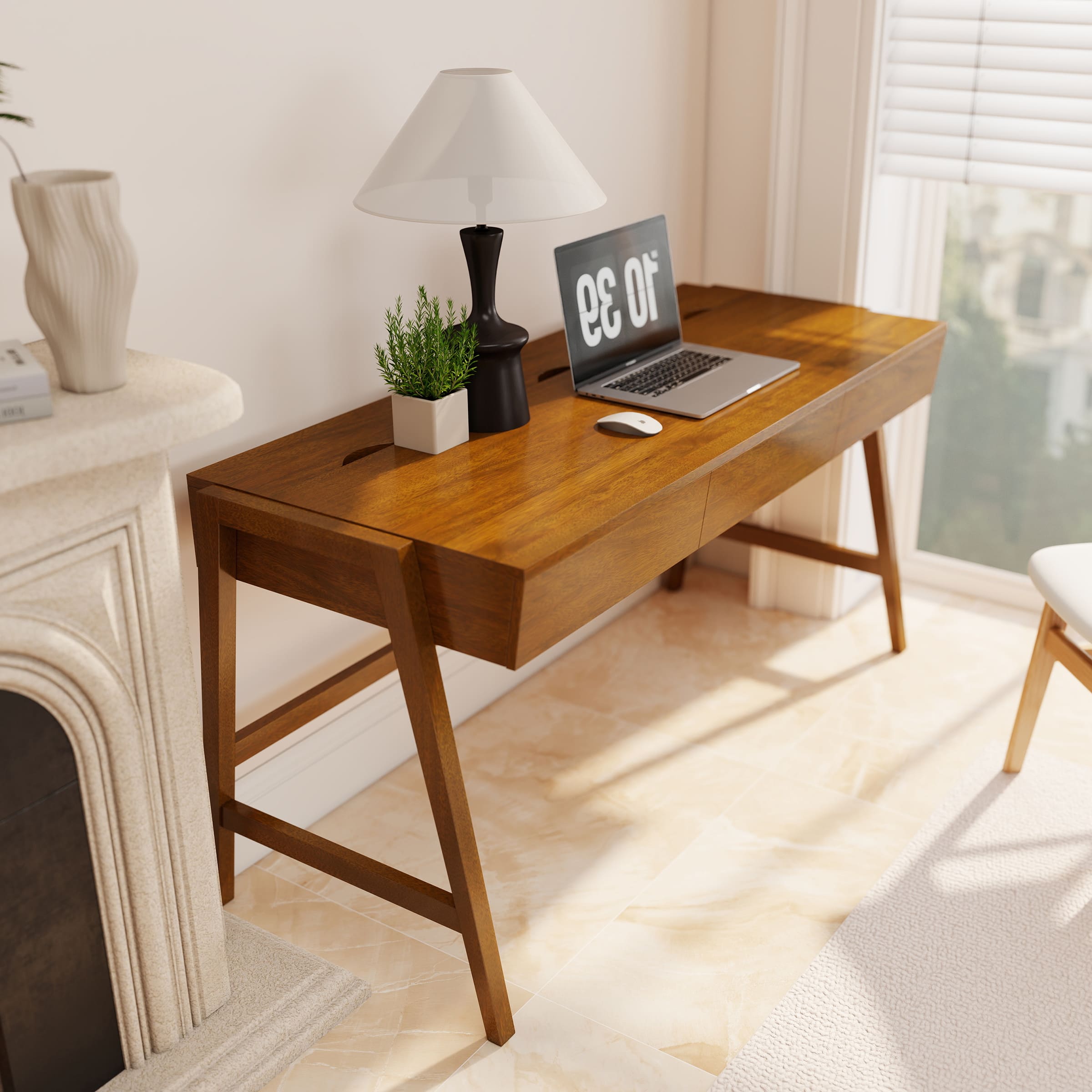 Janoray 59"L Wooden Writing Desk with 3 Drawers - 00006DK