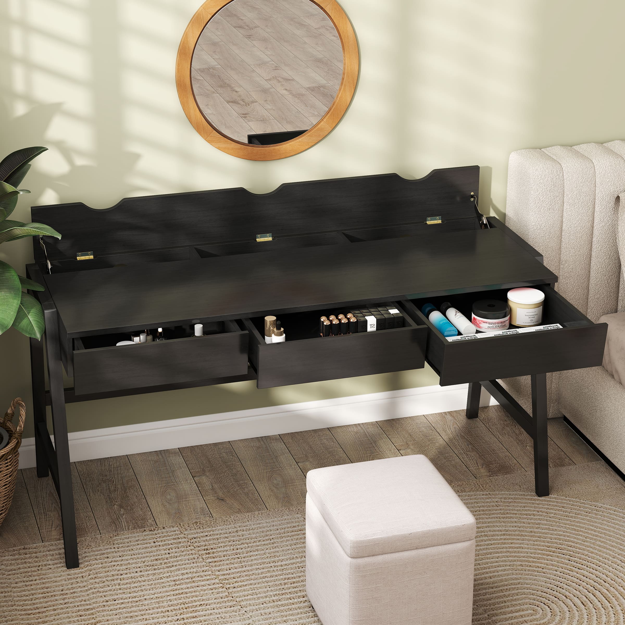 Janoray 59"L Wooden Writing Desk with 3 Drawers - 00006DK