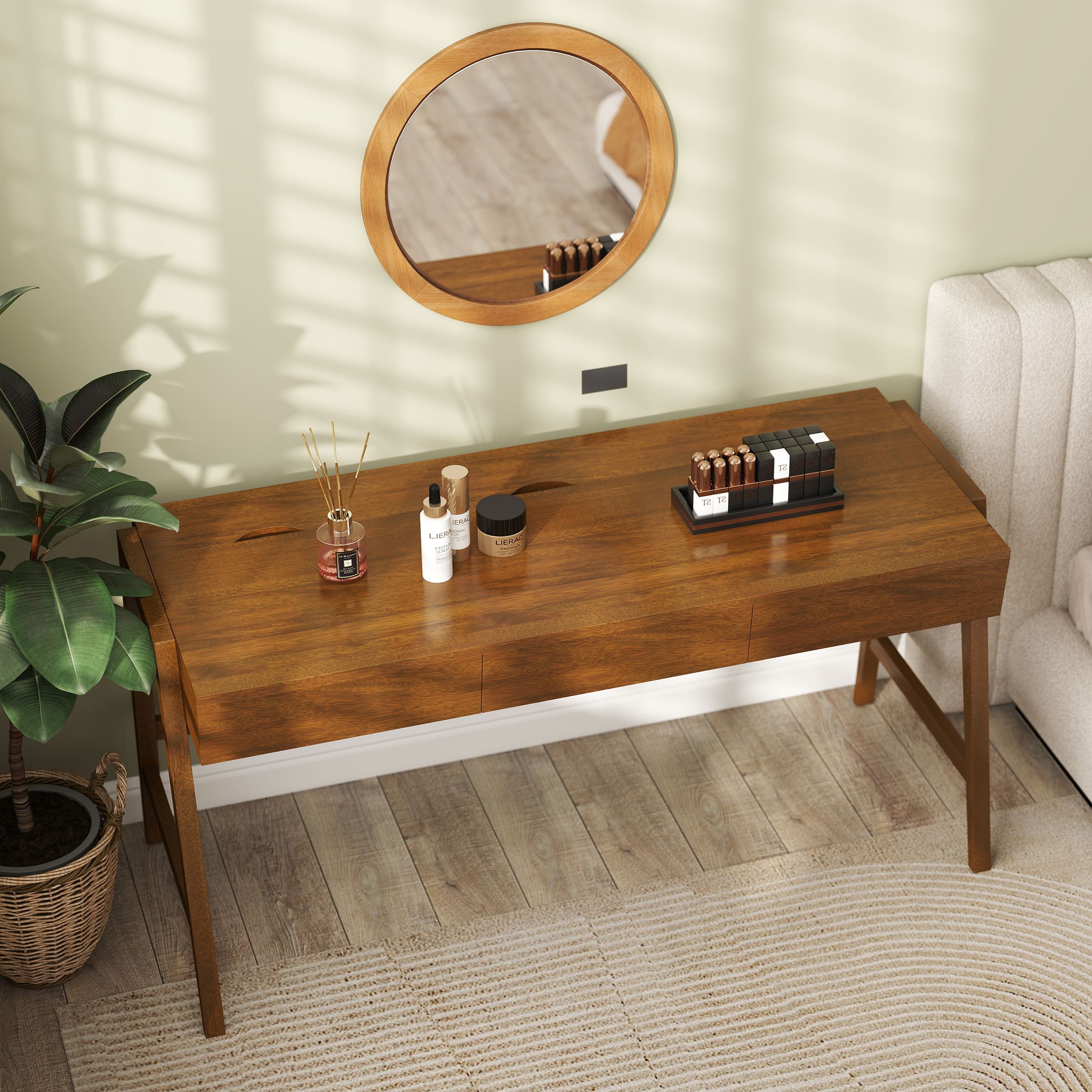 Janoray 59"L Wooden Writing Desk with 3 Drawers - 00006DK