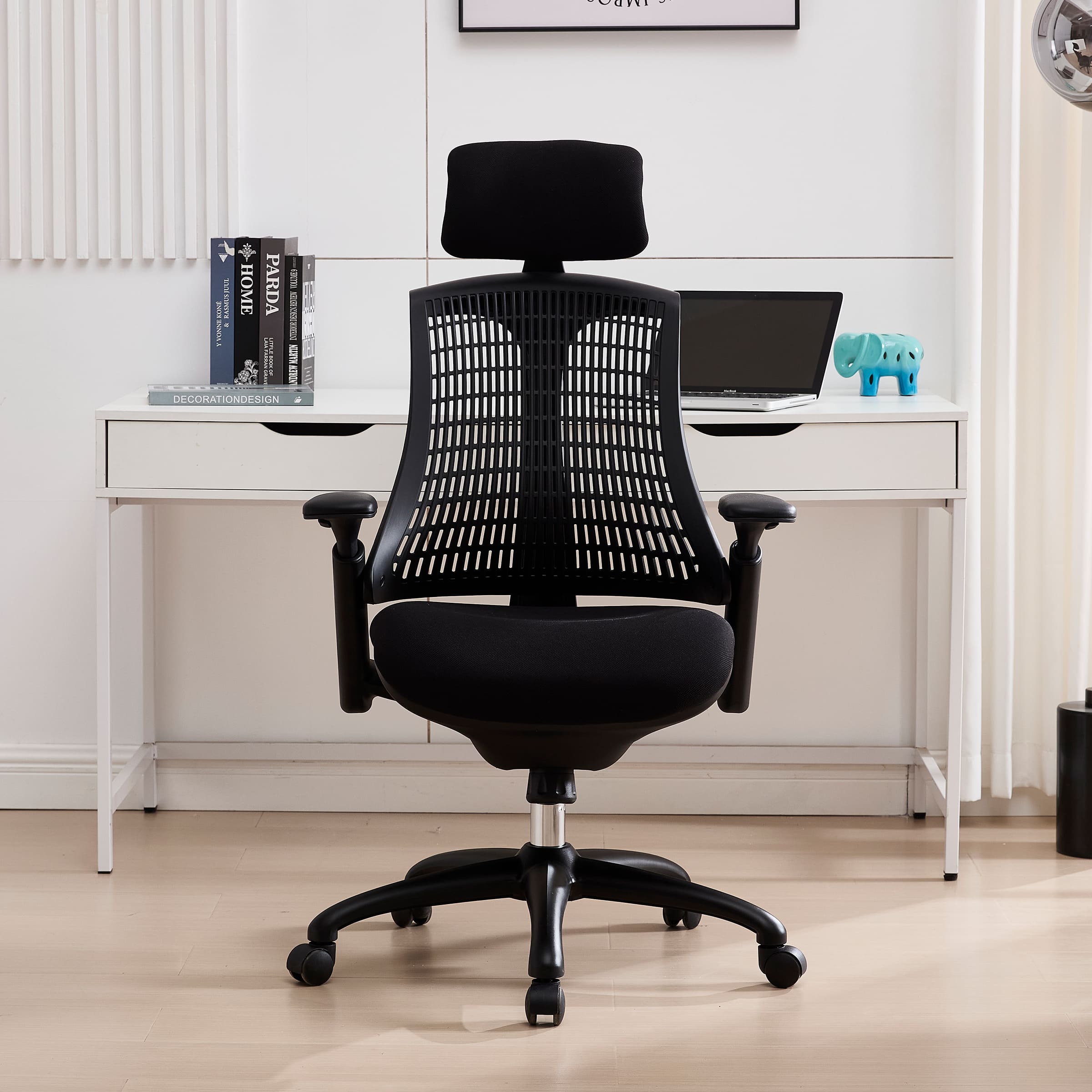ROCITY Adjustable Office Chair with Wheels & Headrest - 4789OC