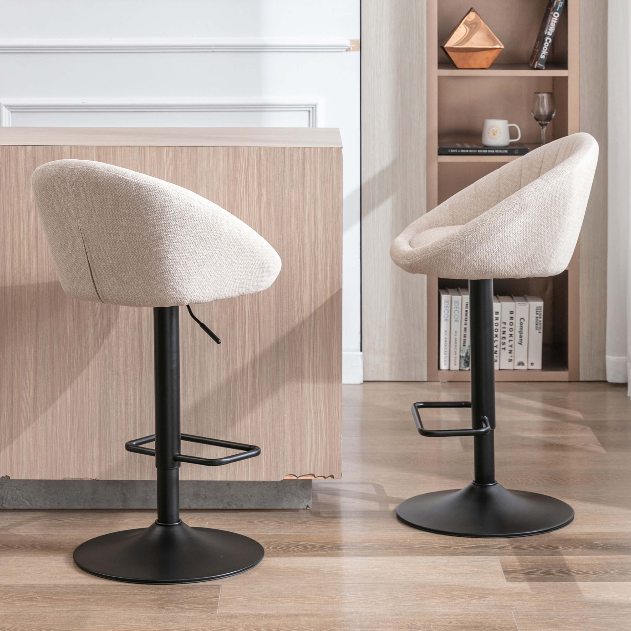 ROCITY Adjustable Swivel Low Back Bar Stools Set of 2 - 90036AB