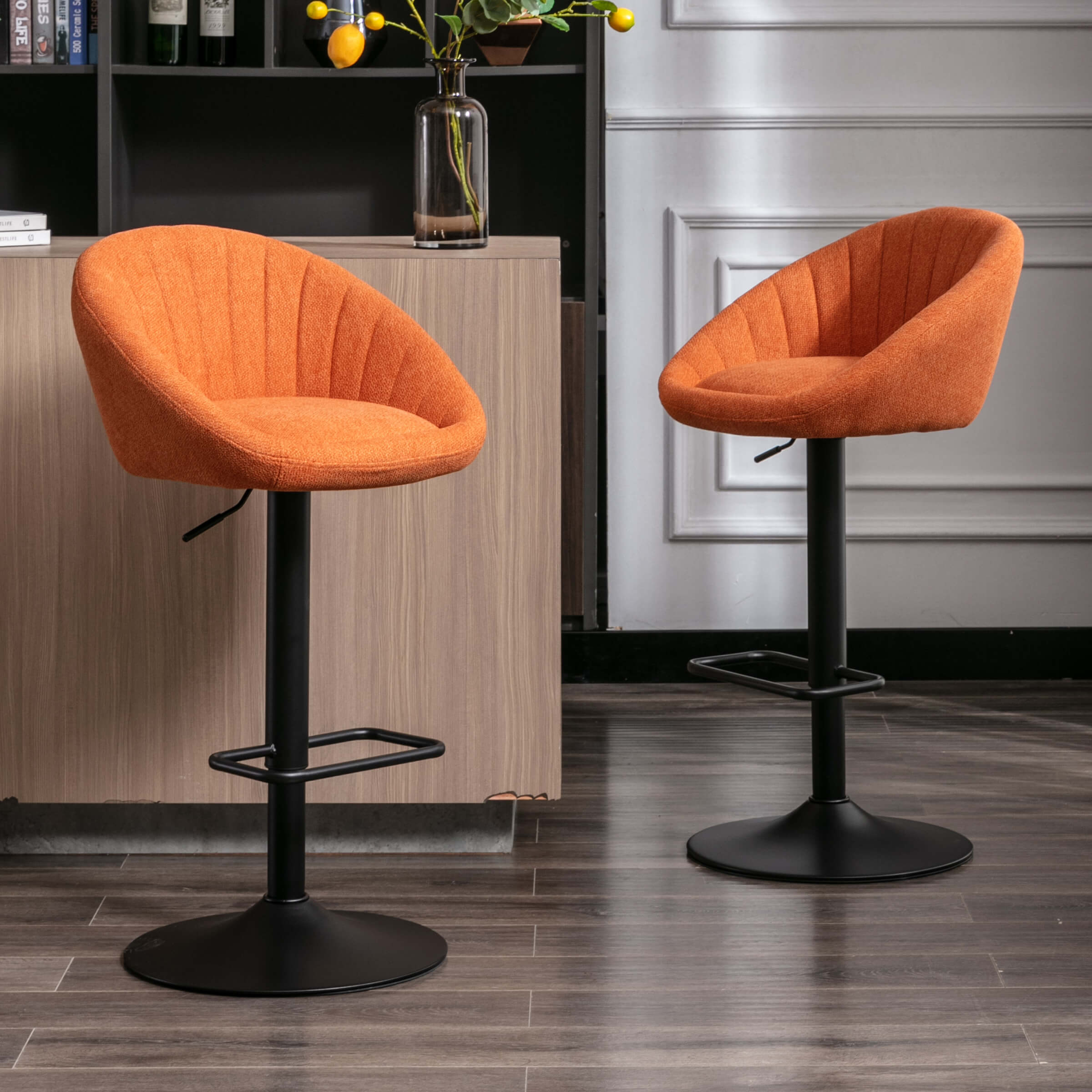 ROCITY Adjustable Swivel Low Back Bar Stools Set of 2 - 90036AB