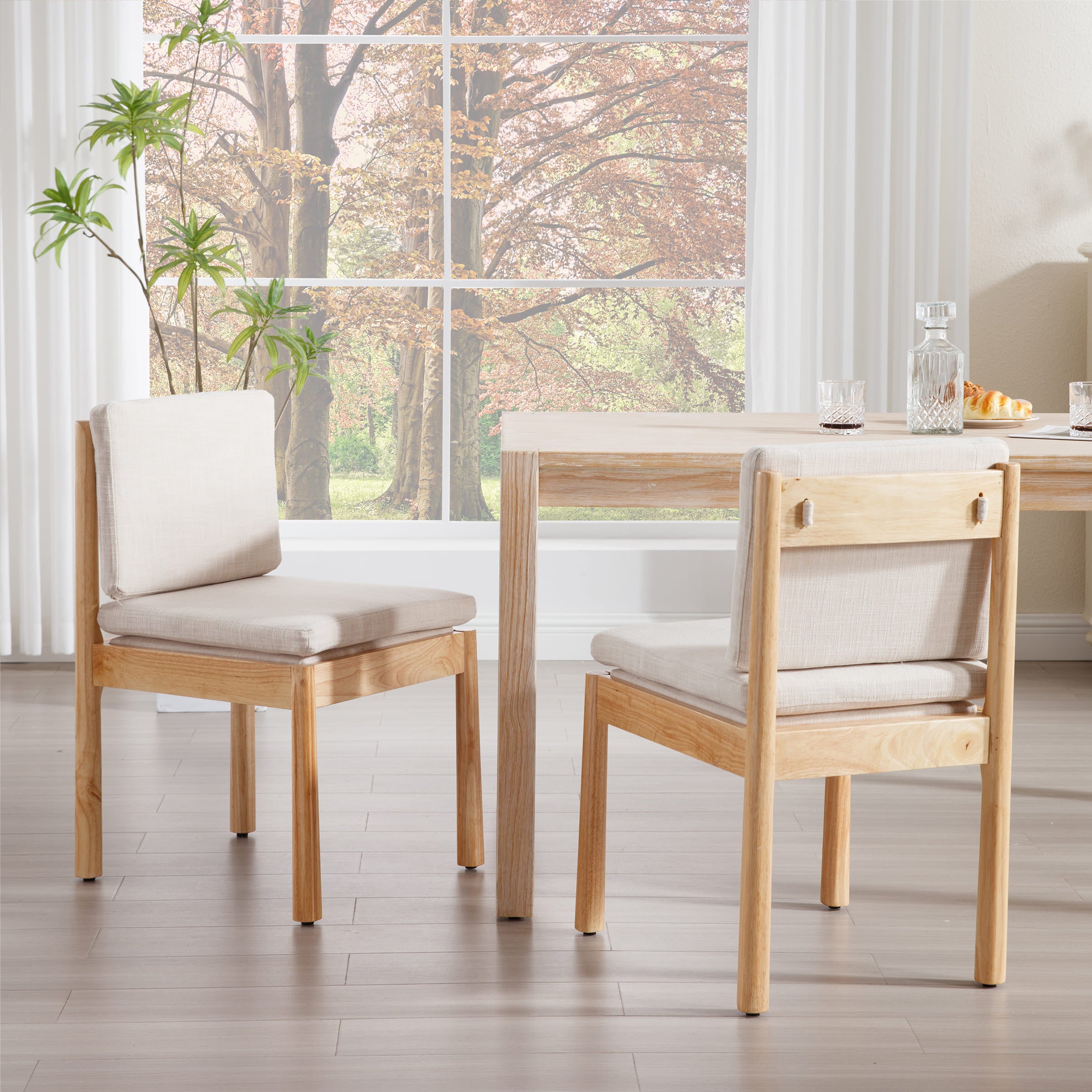 ROCITY Armless Wood Dining Chairs Set of 2 - 1965DC
