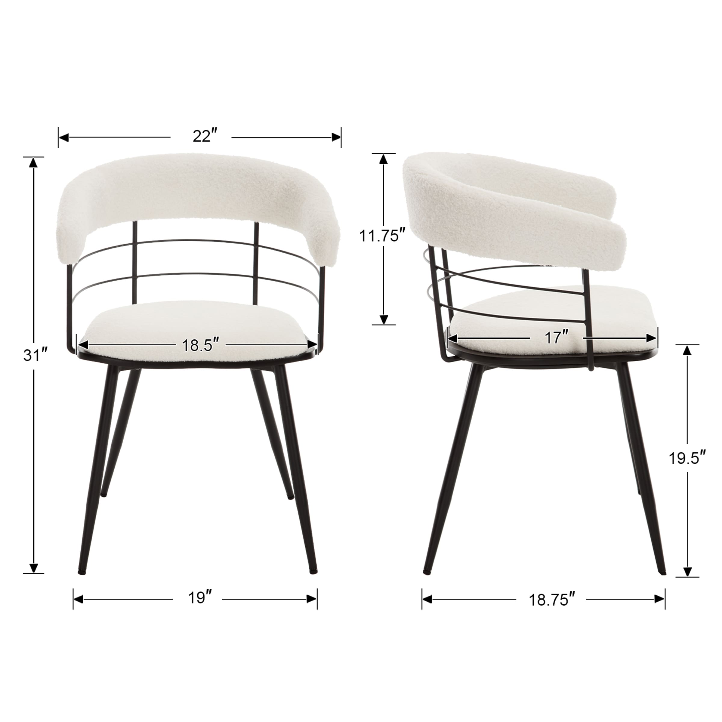 ROCITY Metal Legs Dining Chairs Set of 2 - 6366DC
