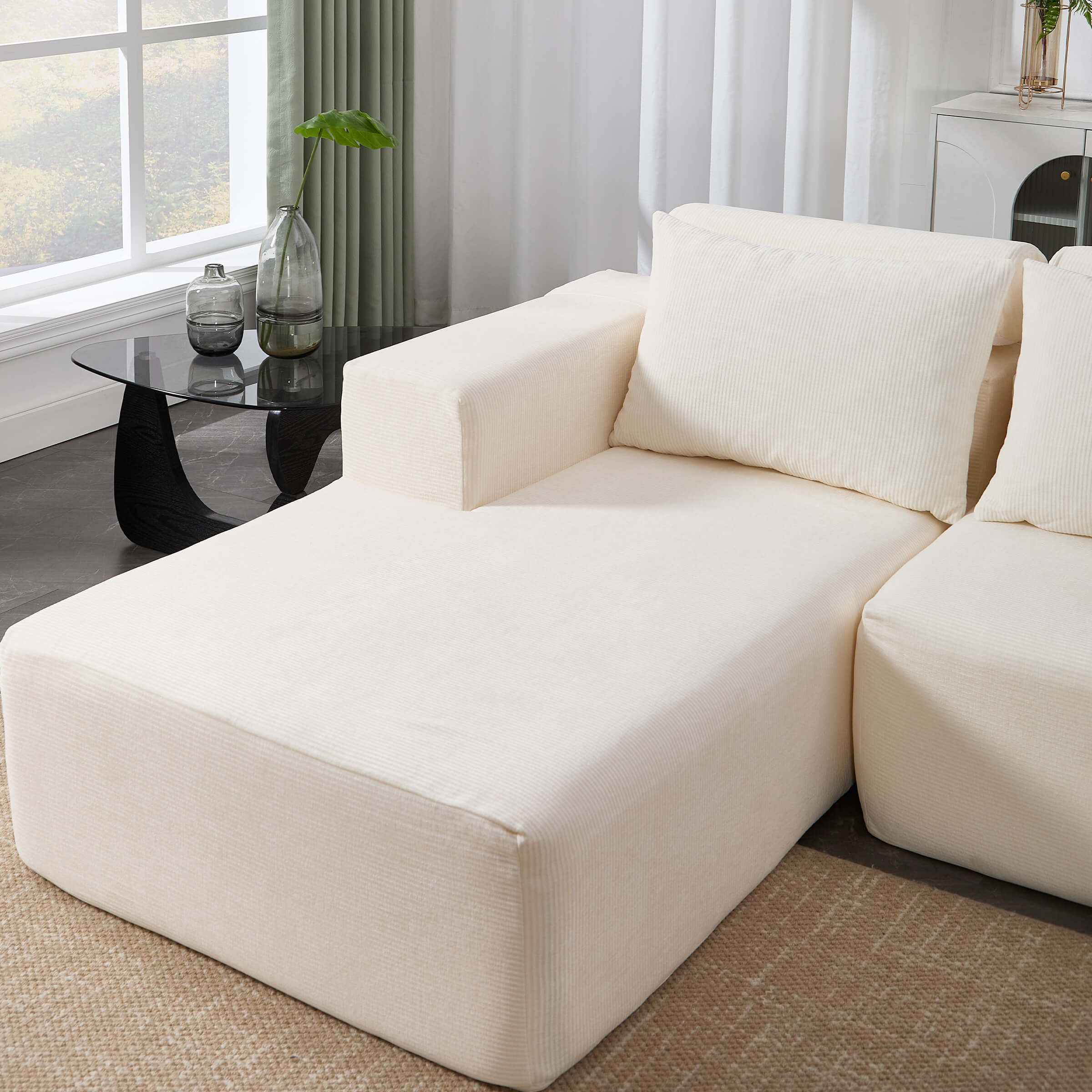 ROCITY Chenille Cloud Couch L-Shaped Sofa with Left Chaise - XXX20SF