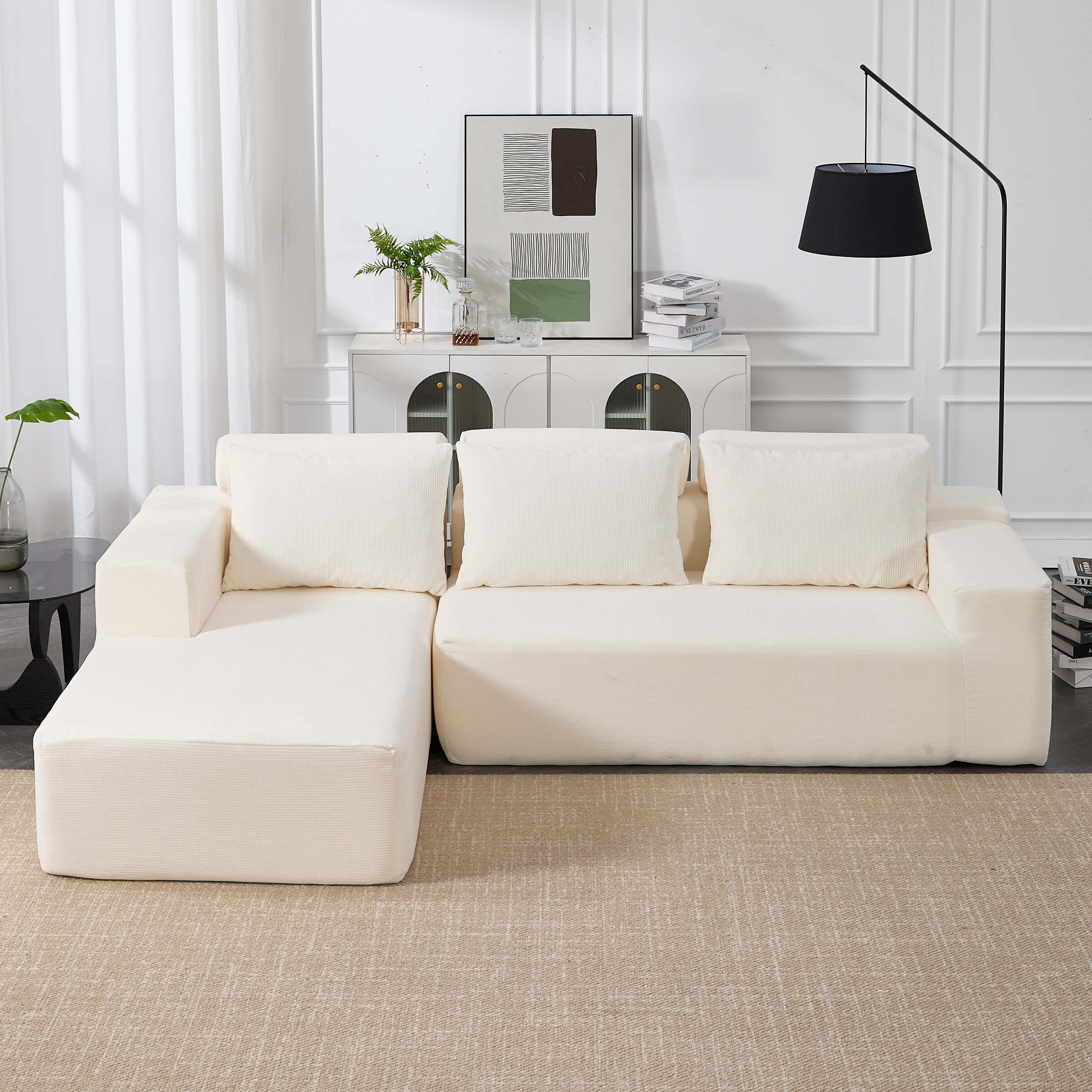 ROCITY Chenille Cloud Couch L-Shaped Sofa with Left Chaise - XXX20SF