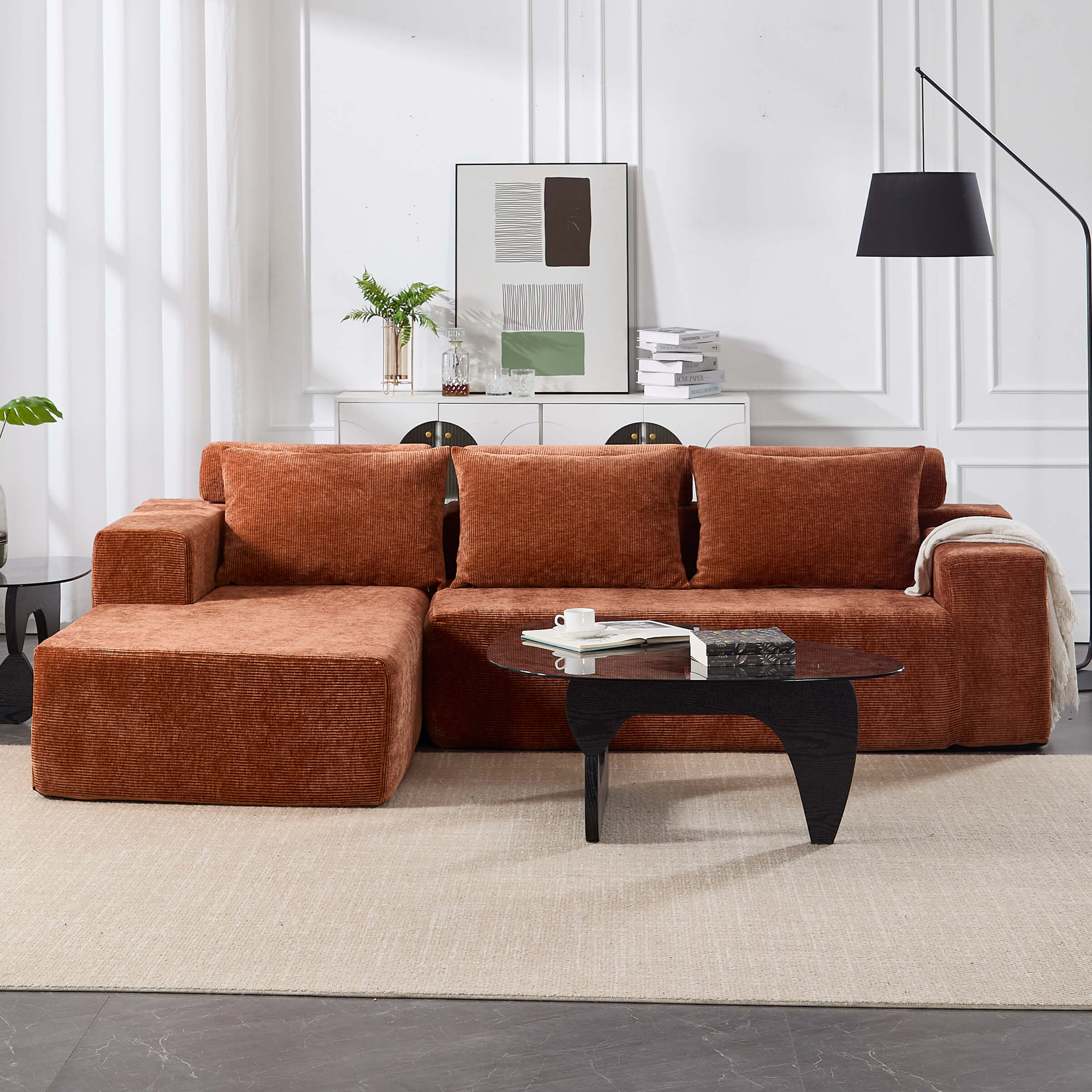 ROCITY Chenille Cloud Couch L-Shaped Sofa with Left Chaise - XXX20SF