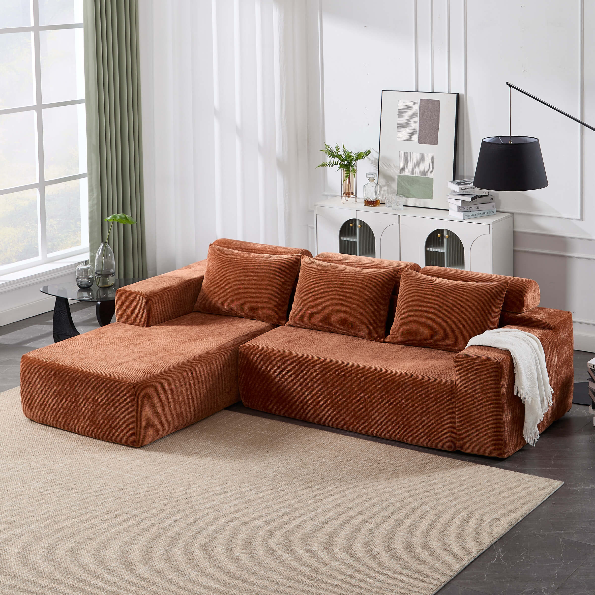 ROCITY Chenille Cloud Couch L-Shaped Sofa with Left Chaise - XXX20SF