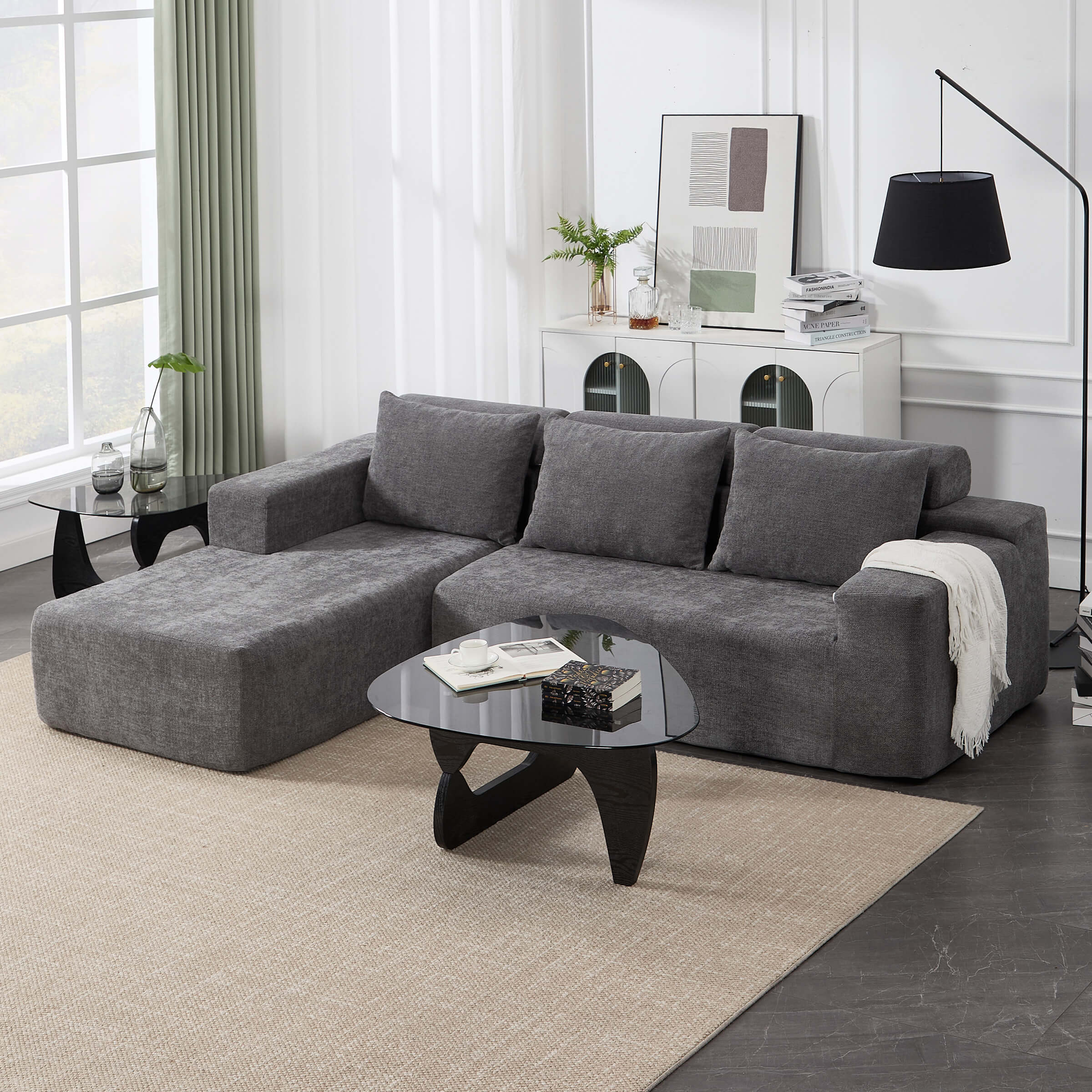 ROCITY Chenille Cloud Couch L-Shaped Sofa with Left Chaise - XXX20SF