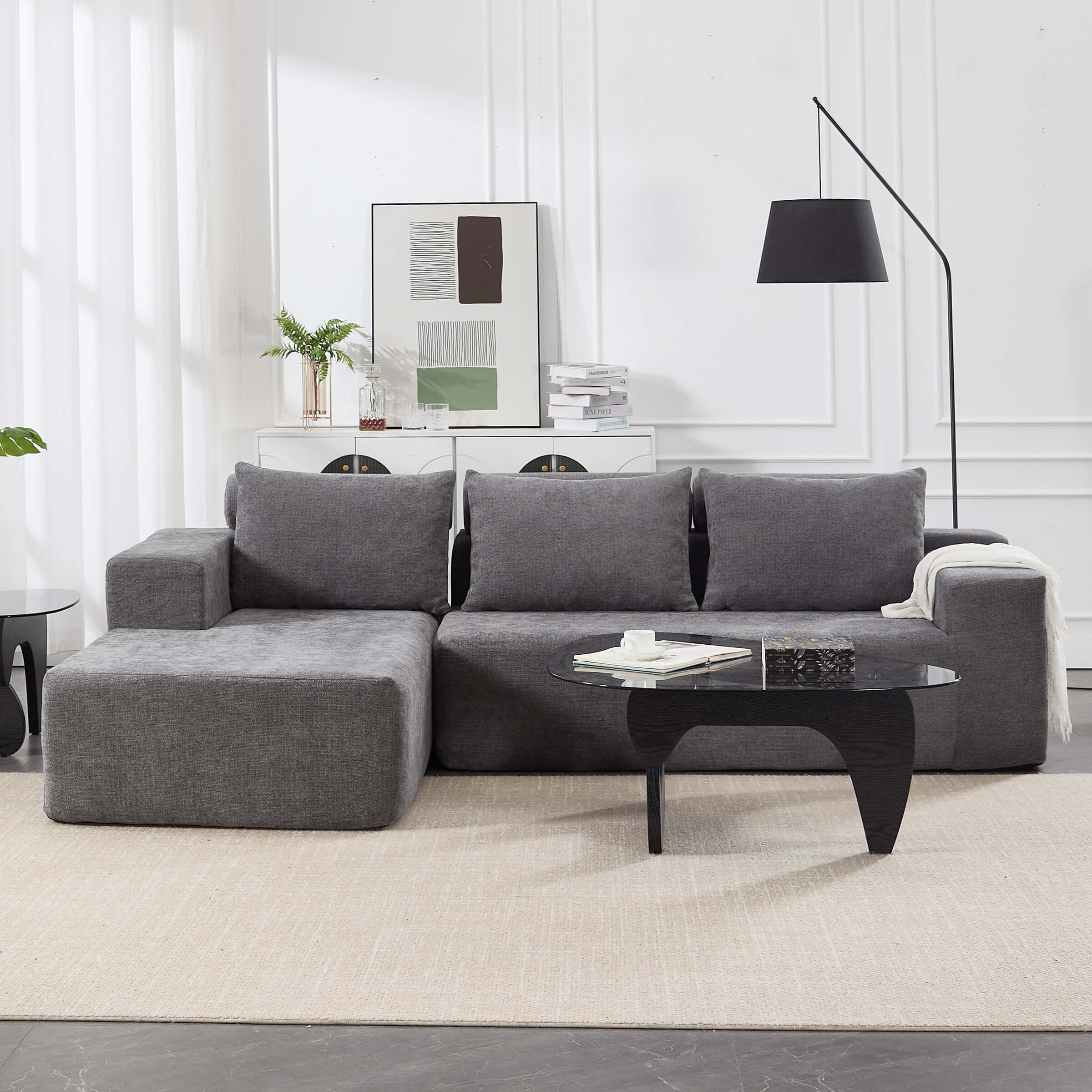 ROCITY Chenille Cloud Couch L-Shaped Sofa with Left Chaise - XXX20SF