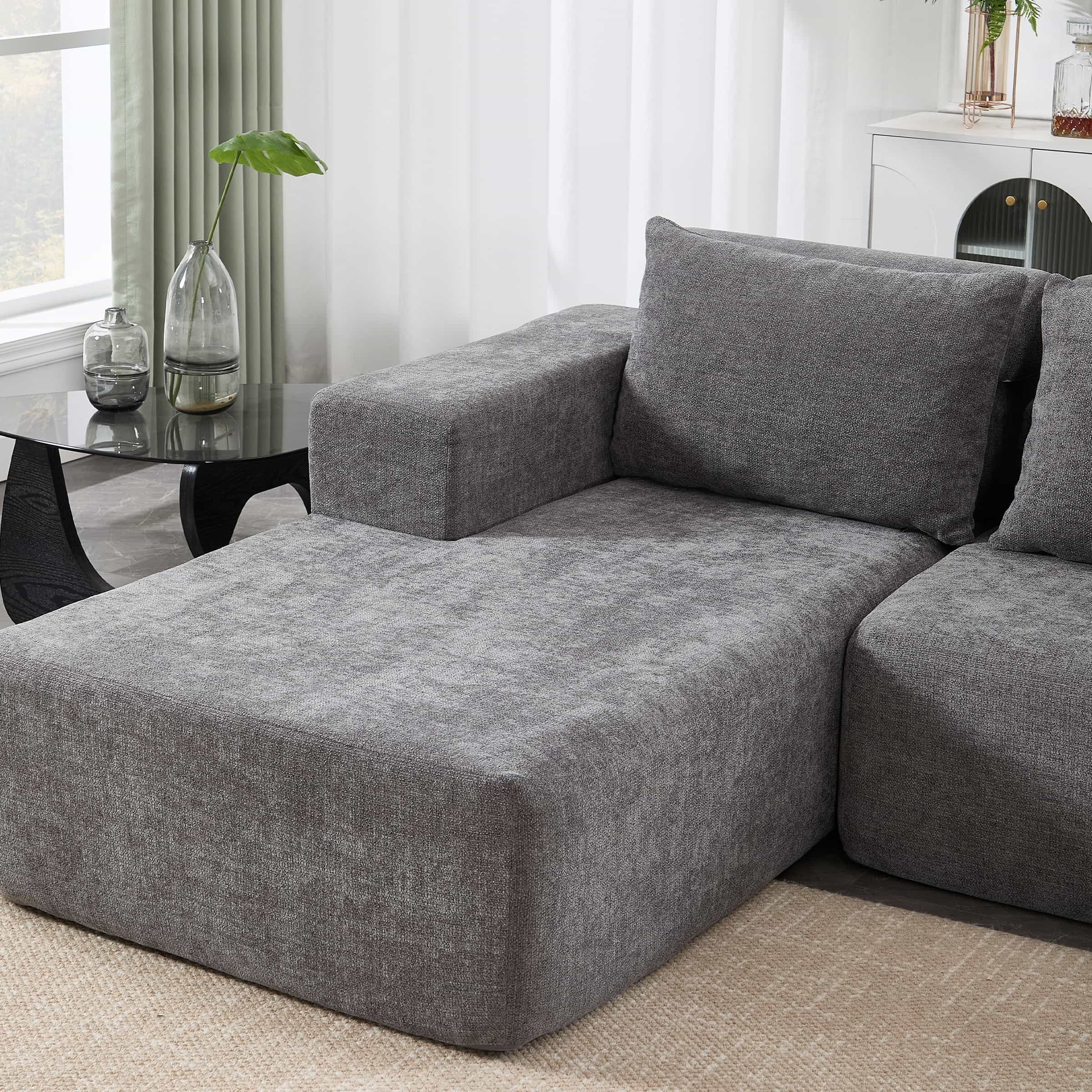 ROCITY Chenille Cloud Couch L-Shaped Sofa with Left Chaise - XXX20SF