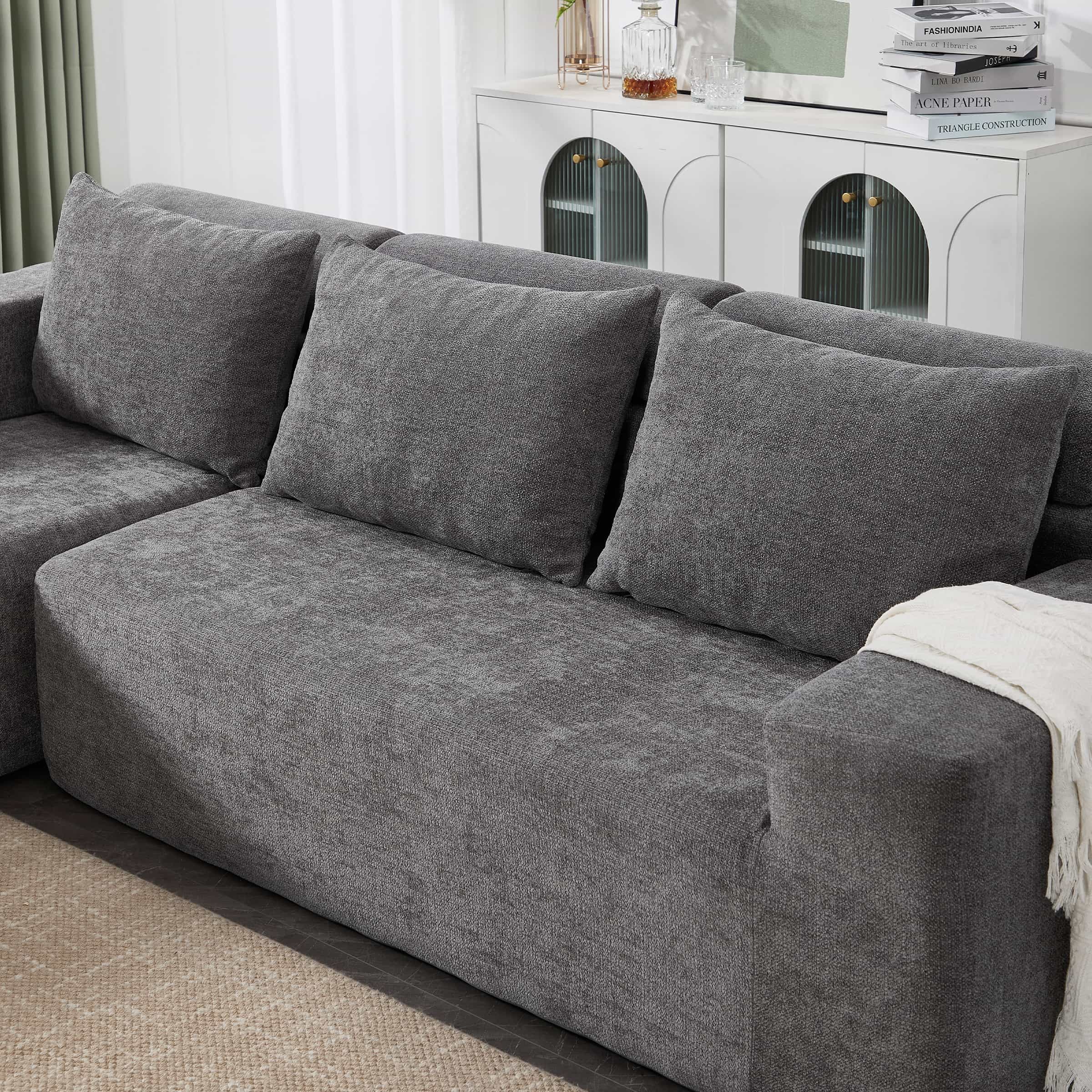 ROCITY Chenille Cloud Couch L-Shaped Sofa with Left Chaise - XXX20SF