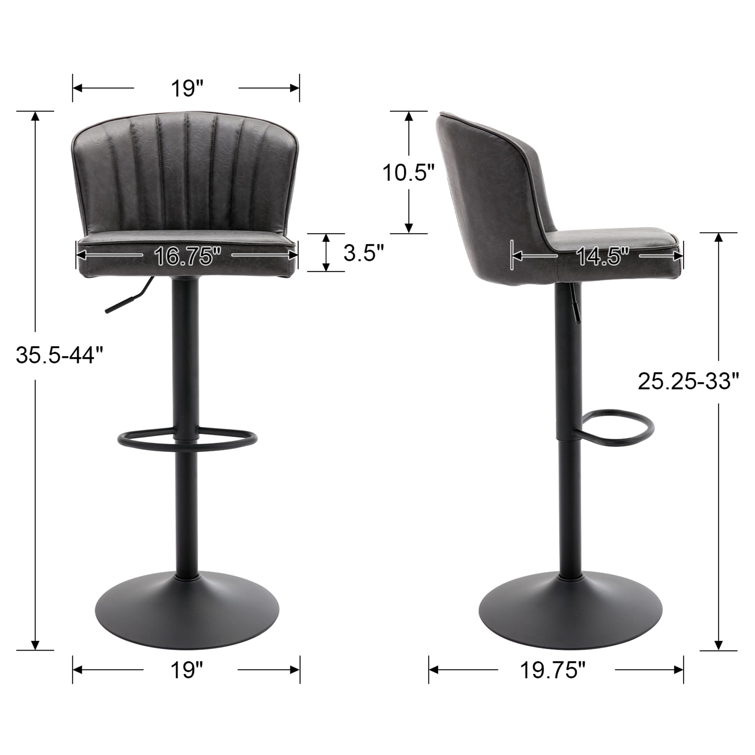 ROCITY Curved Back Counter Stools Set of 2 - 8684CS