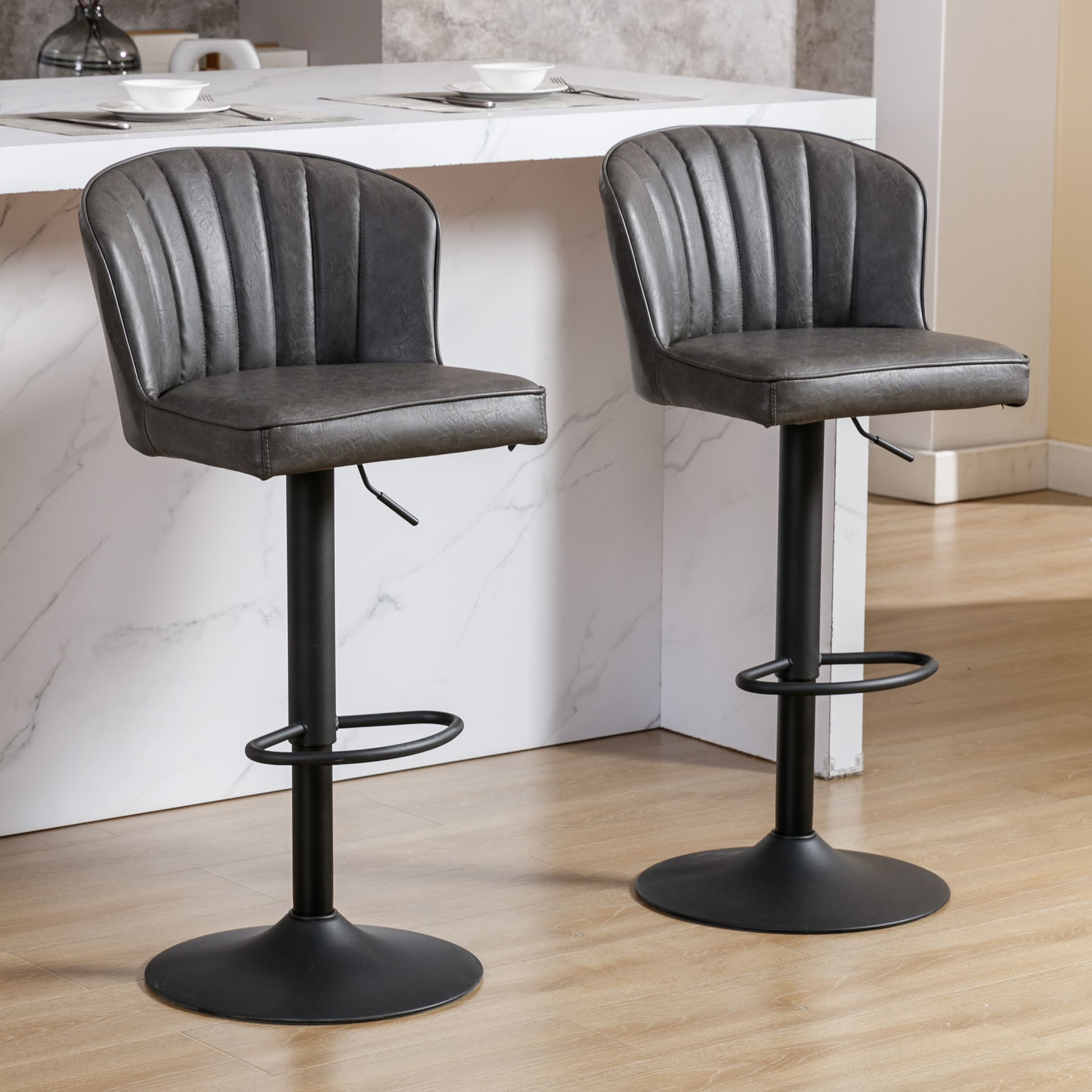 ROCITY Curved Back Counter Stools Set of 2 - 8684CS