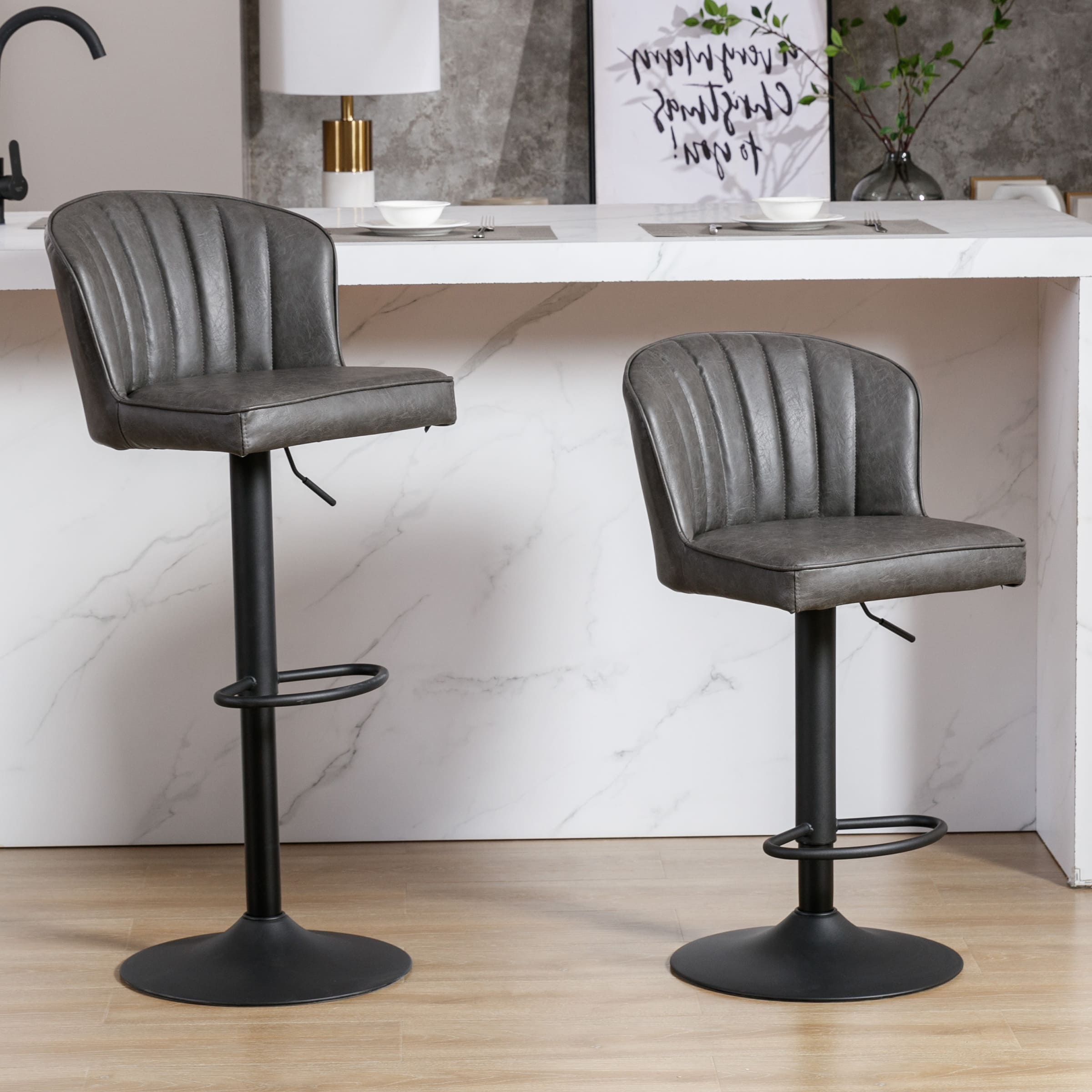 ROCITY Curved Back Counter Stools Set of 2 - 8684CS