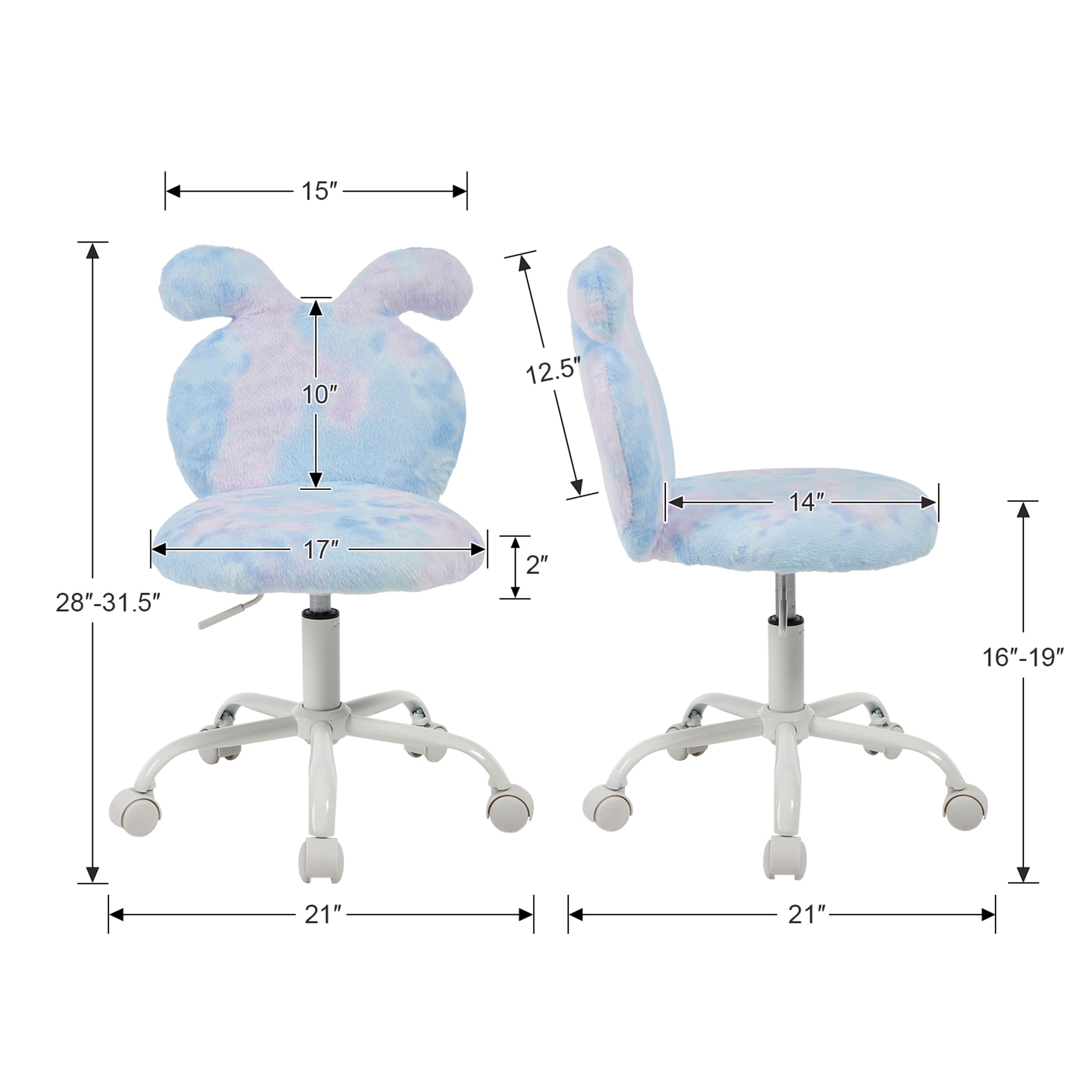ROCITY Cute Bunny Ear Backrest Kids Desk Chairs - 4001KC