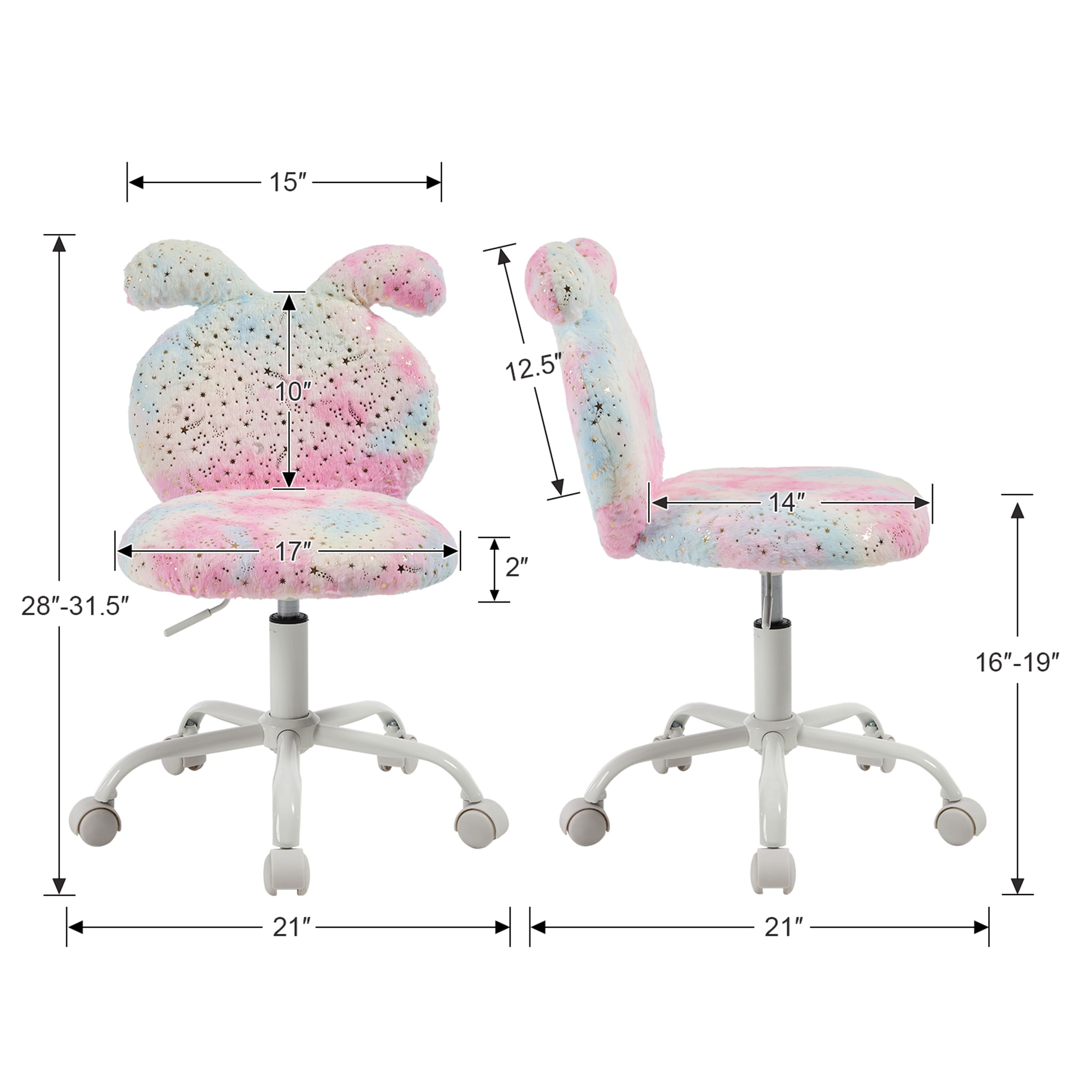ROCITY Cute Bunny Ear Backrest Kids Desk Chairs - 4001KC