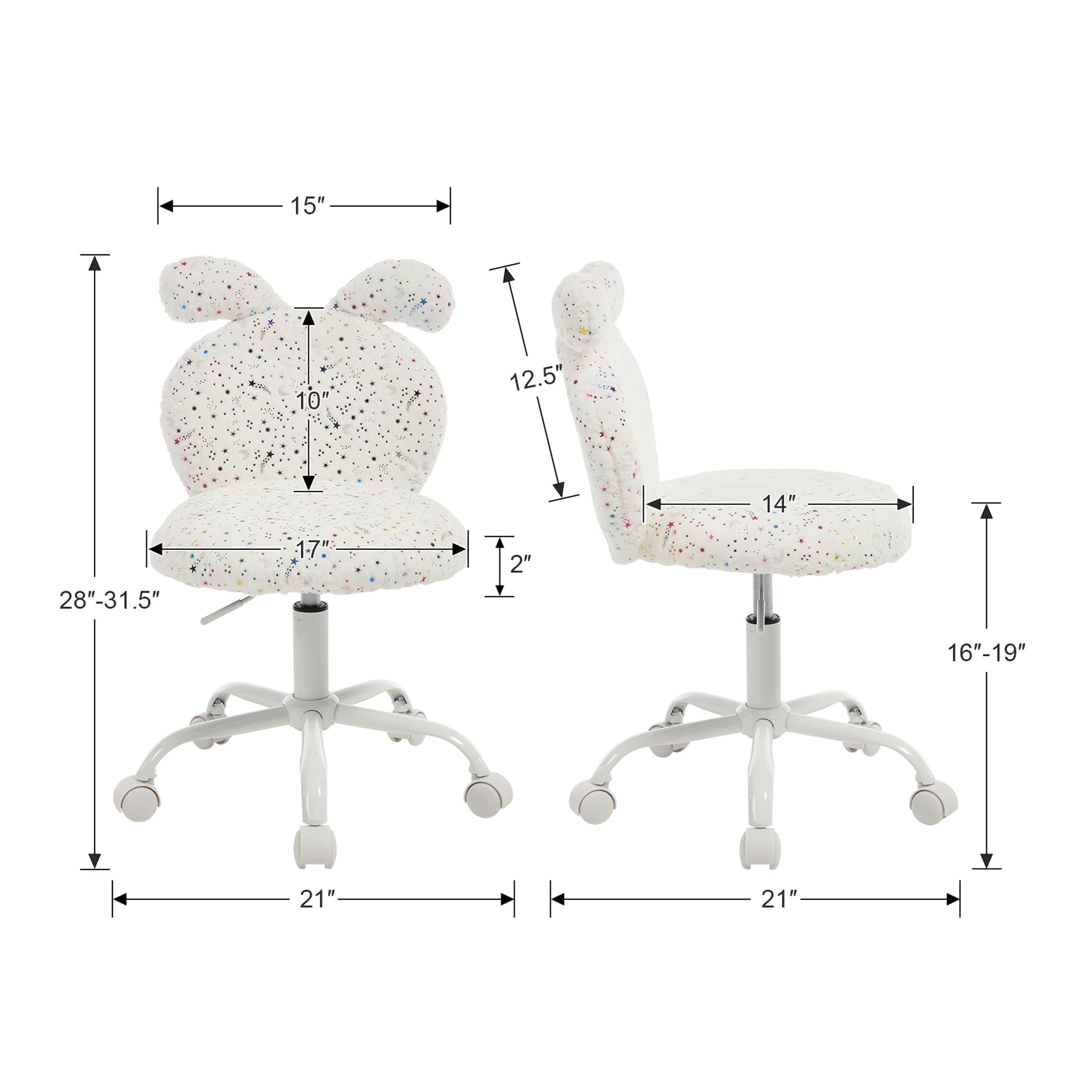 ROCITY Cute Bunny Ear Backrest Kids Desk Chairs - 4001KC